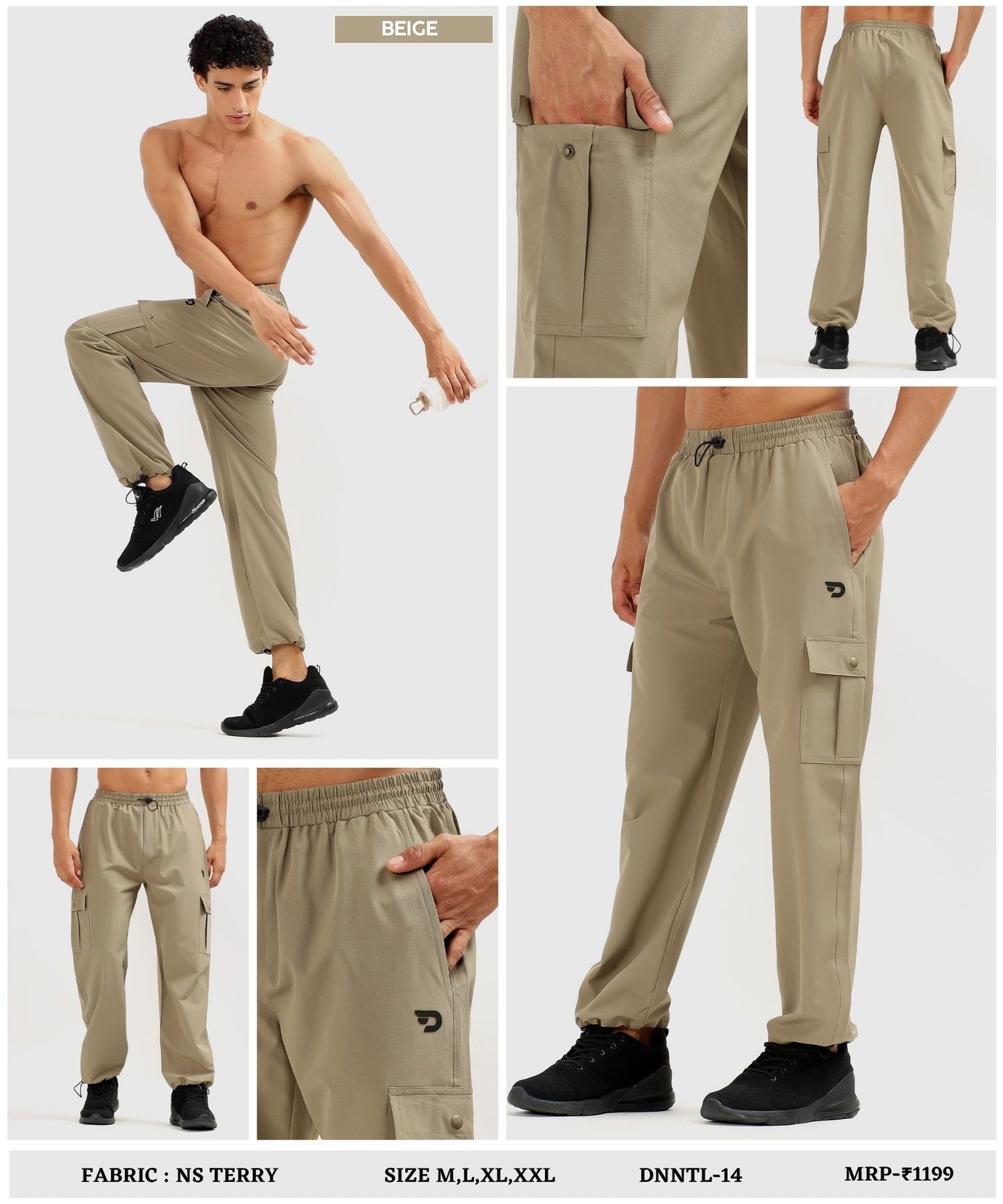 Utility Cargo Joggers - Imported Ns Terry Lycra Straight Fit Trackpant (GSM 180-190)