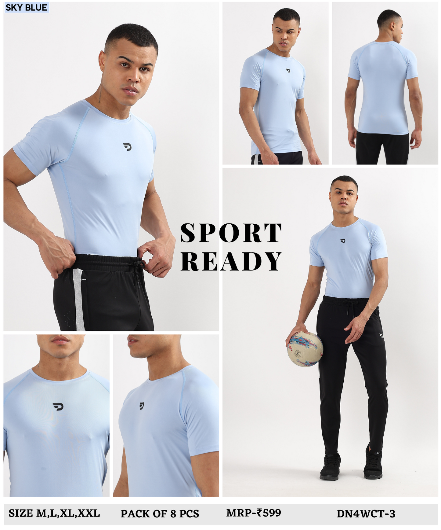 ActiveWear – Imported 4-Way Taiwan Lycra | Compression T-Shirt | 180 GSM | Raglan Sleeves | Round Neck | 6 Thread Stitching | 3D Logo | T-Shirt