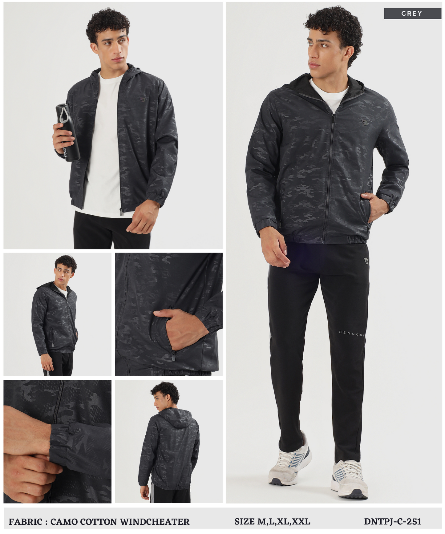 Premium Quality Camo Cotton With Cap Windcheater Jacket (GSM 350)