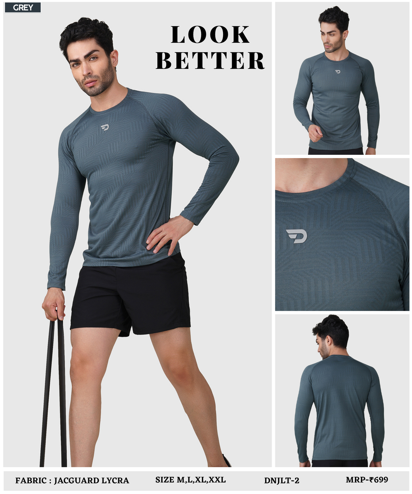 Men’s Jacquard Lycra Full Sleeve T-shirt - Imported Jacquard Lycra (GSM 180-190) | DOD