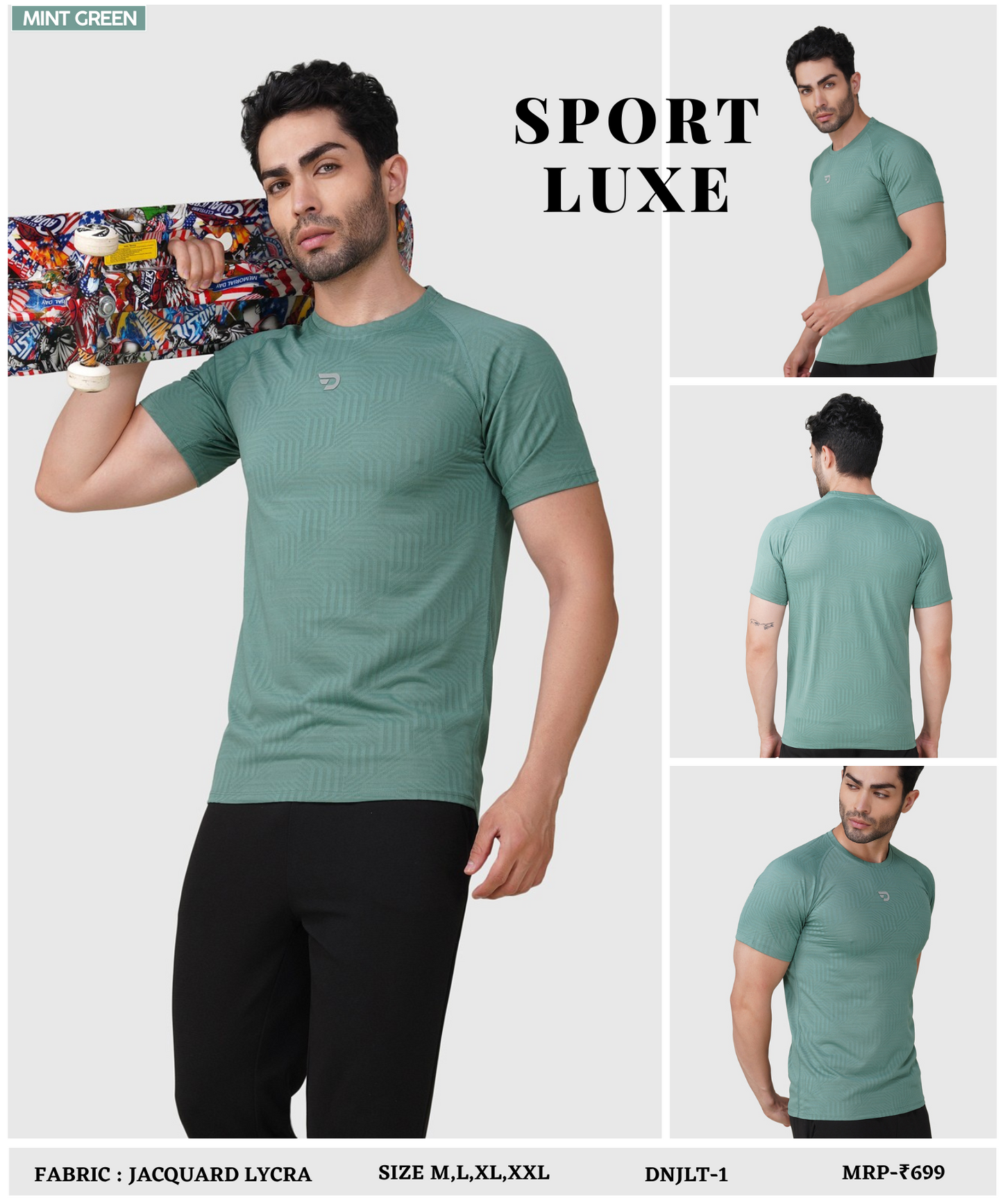 Men’s Jacquard Lycra Half- Sleeve T-shirt - Imported Jacquard Lycra (GSM 180-190)