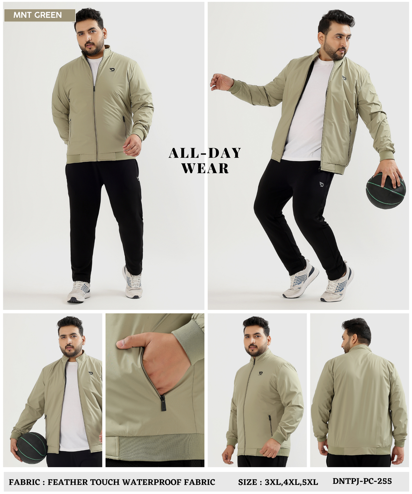 Imported Premium Quality Feather Touch Plus Size Waterproof Fabric Jacket (GSM 350)