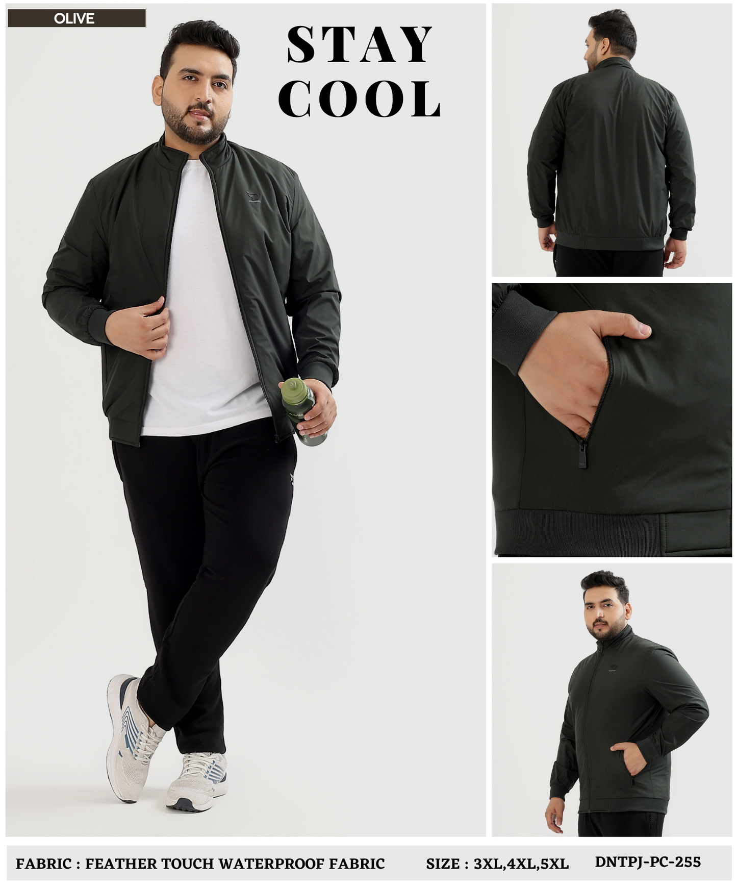 Imported Premium Quality Feather Touch Plus Size Waterproof Fabric Jacket (GSM 350)