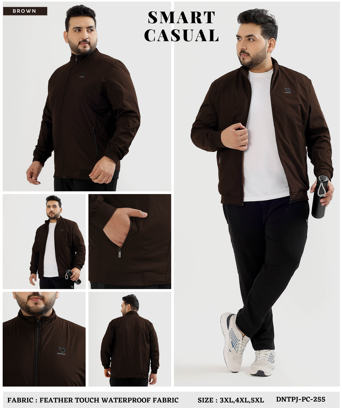 Imported Premium Quality Feather Touch Plus Size Waterproof Fabric Jacket (GSM 350)