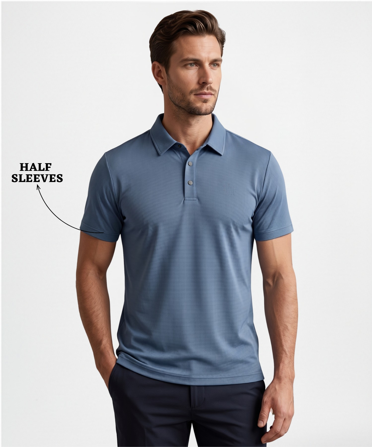 Premium Men's Polo T-Shirt – 100% Nylon Lycra | 170–180 GSM | Regular Fit | Self Collar| Snap Button Closure