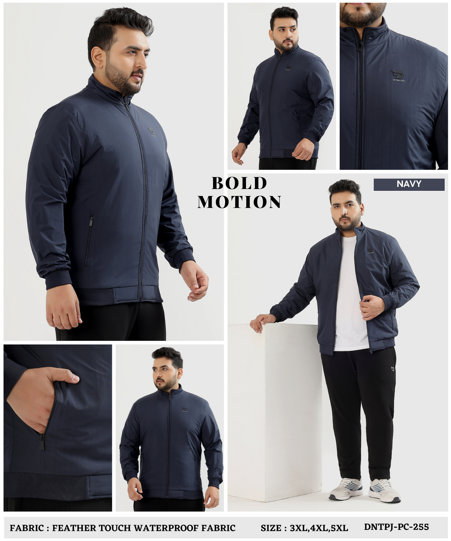 Imported Premium Quality Feather Touch Plus Size Waterproof Fabric Jacket (GSM 350)