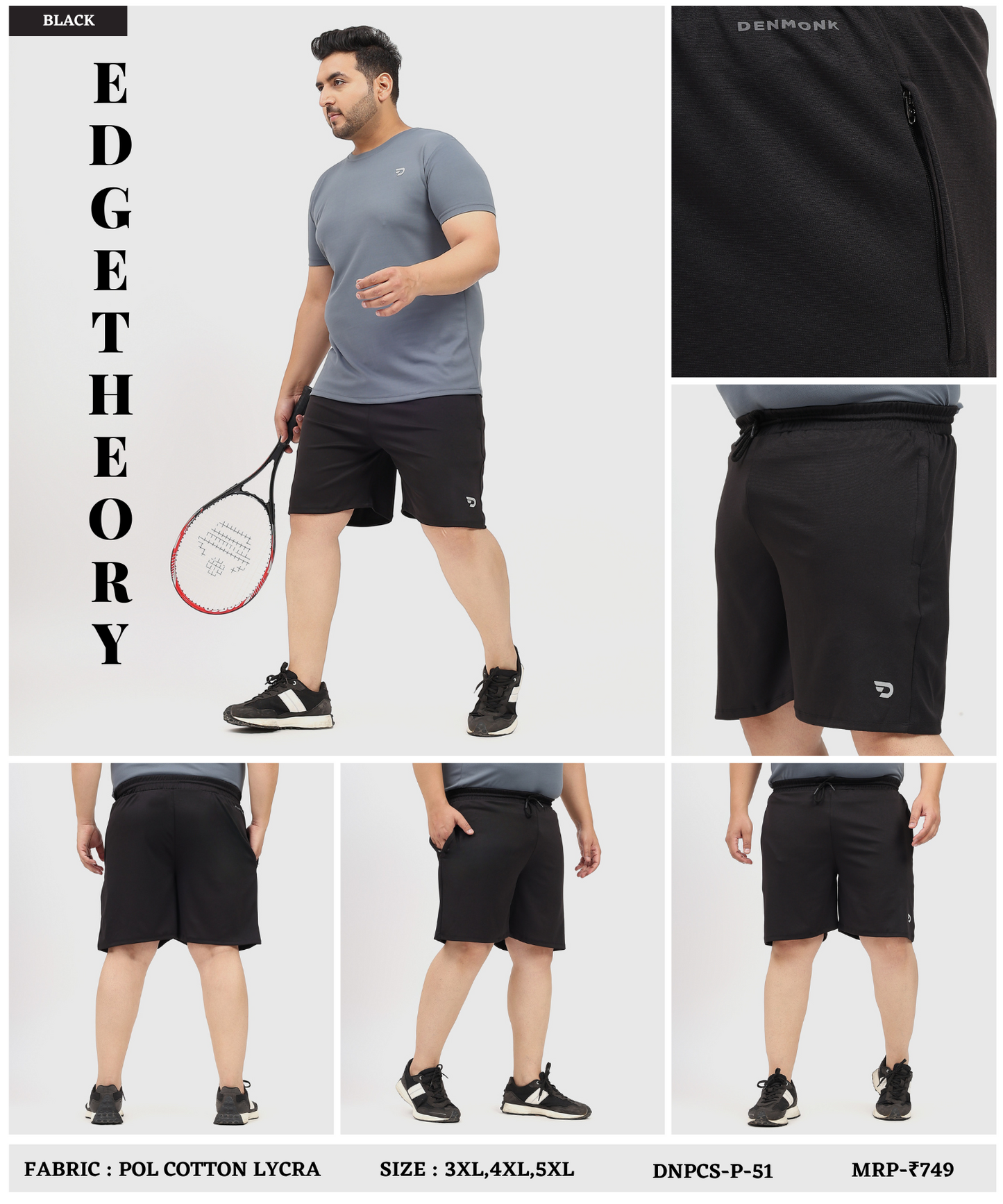 FlexZip Essential Shorts- Imported Poly Cotton Lycra Plus Size Shorts (GSM 250) | DOD
