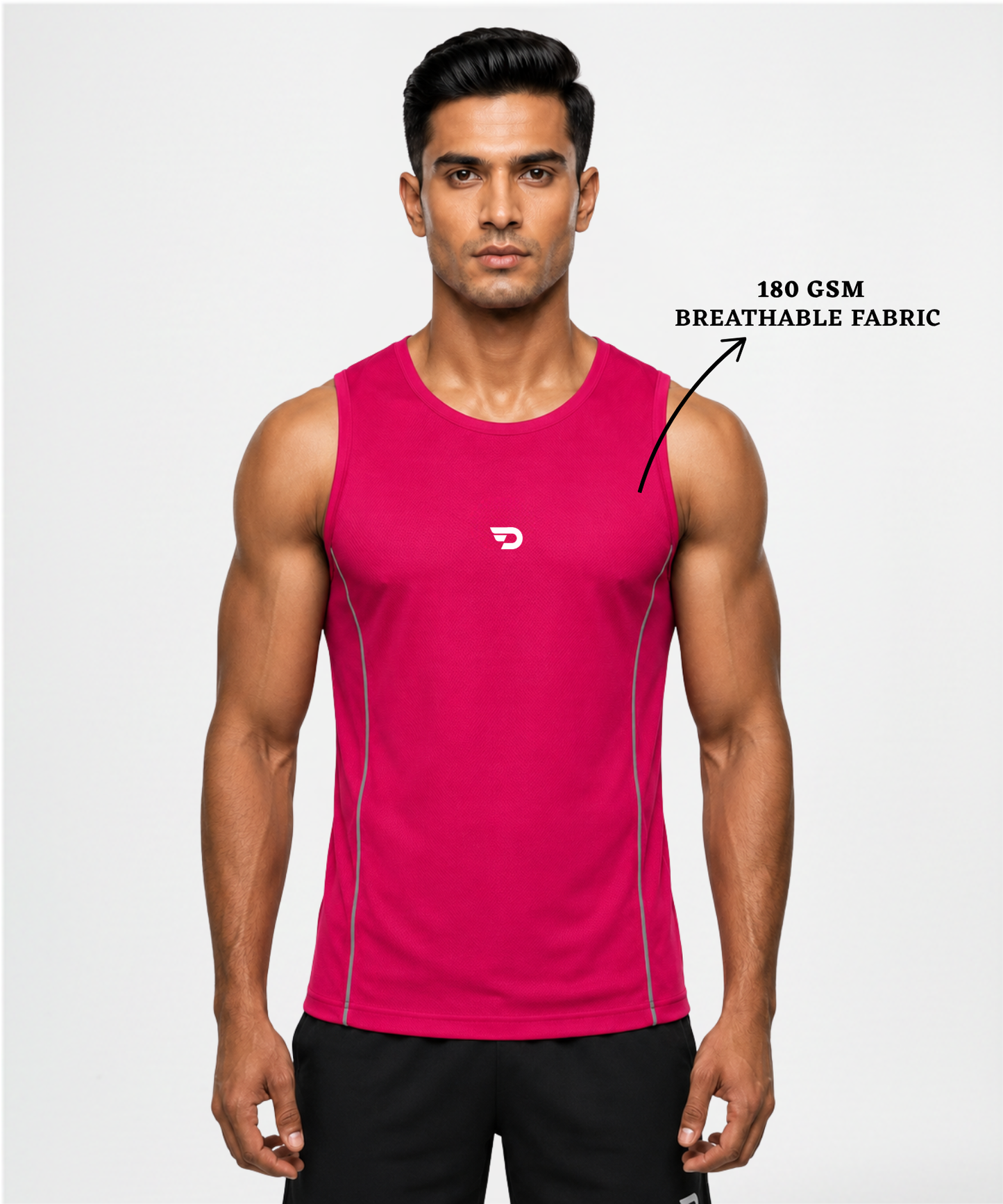 Imported Reebok Knit Lycra Sports Sando for Men | 180 GSM Breathable Stretch Fabric | Contrast Piping Running & Gym Vest