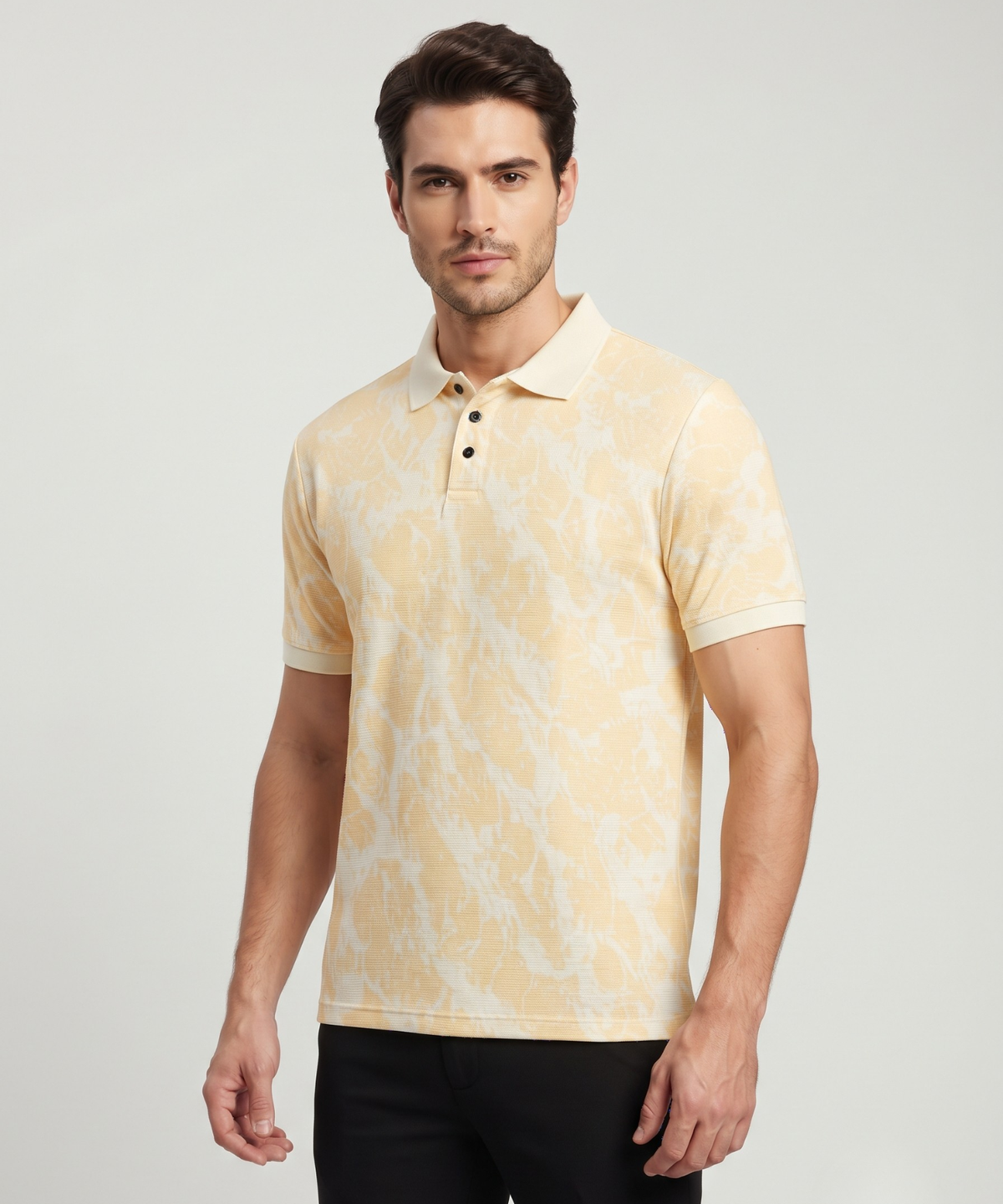 Denmonk Men’s Imported Korean Check Lycra Printed Polo T-Shirt | 180 GSM | Regular Fit