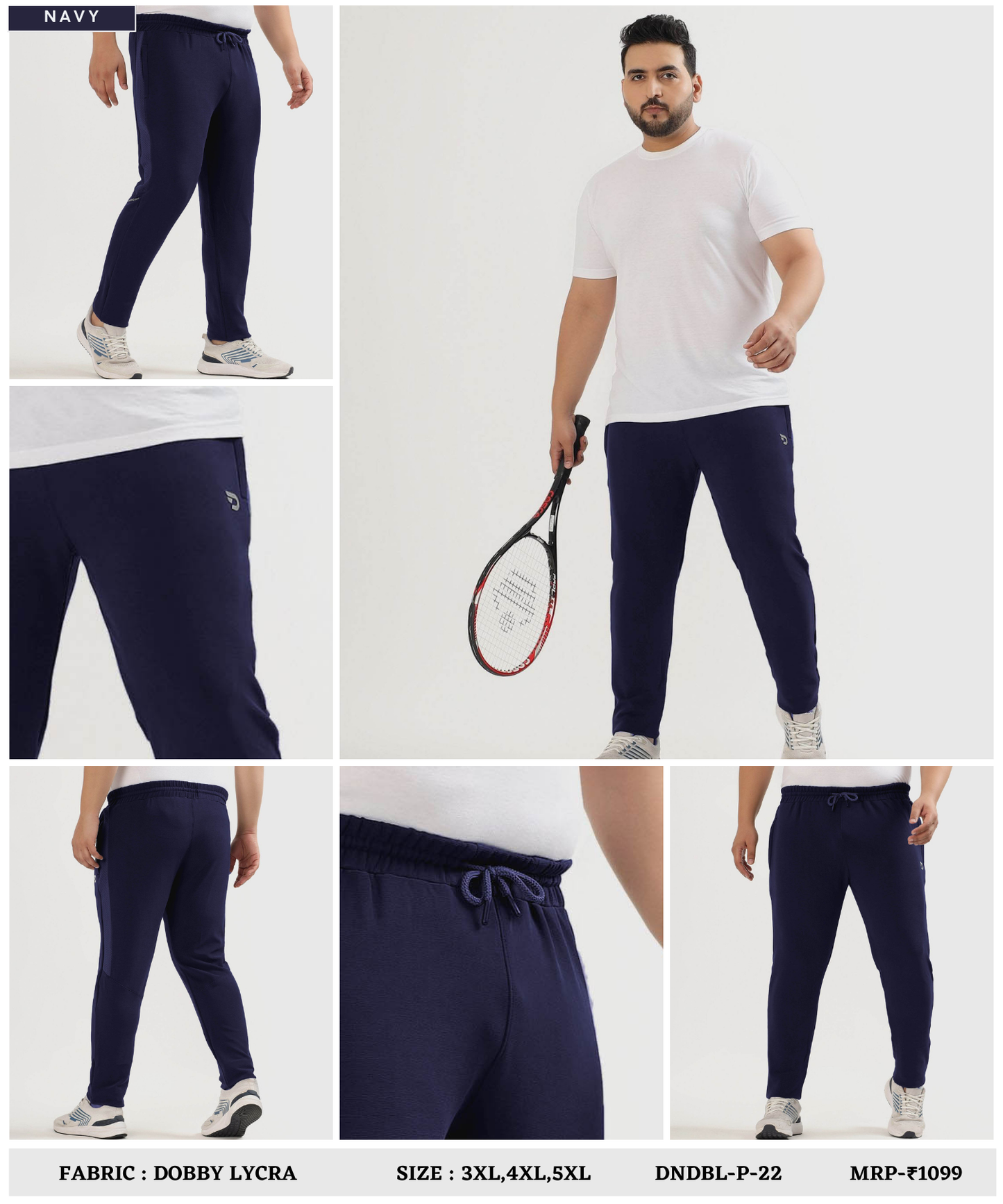 DuraFit Trackpant - Imported Dobby Lycra Plus Size Lower (GSM 280)