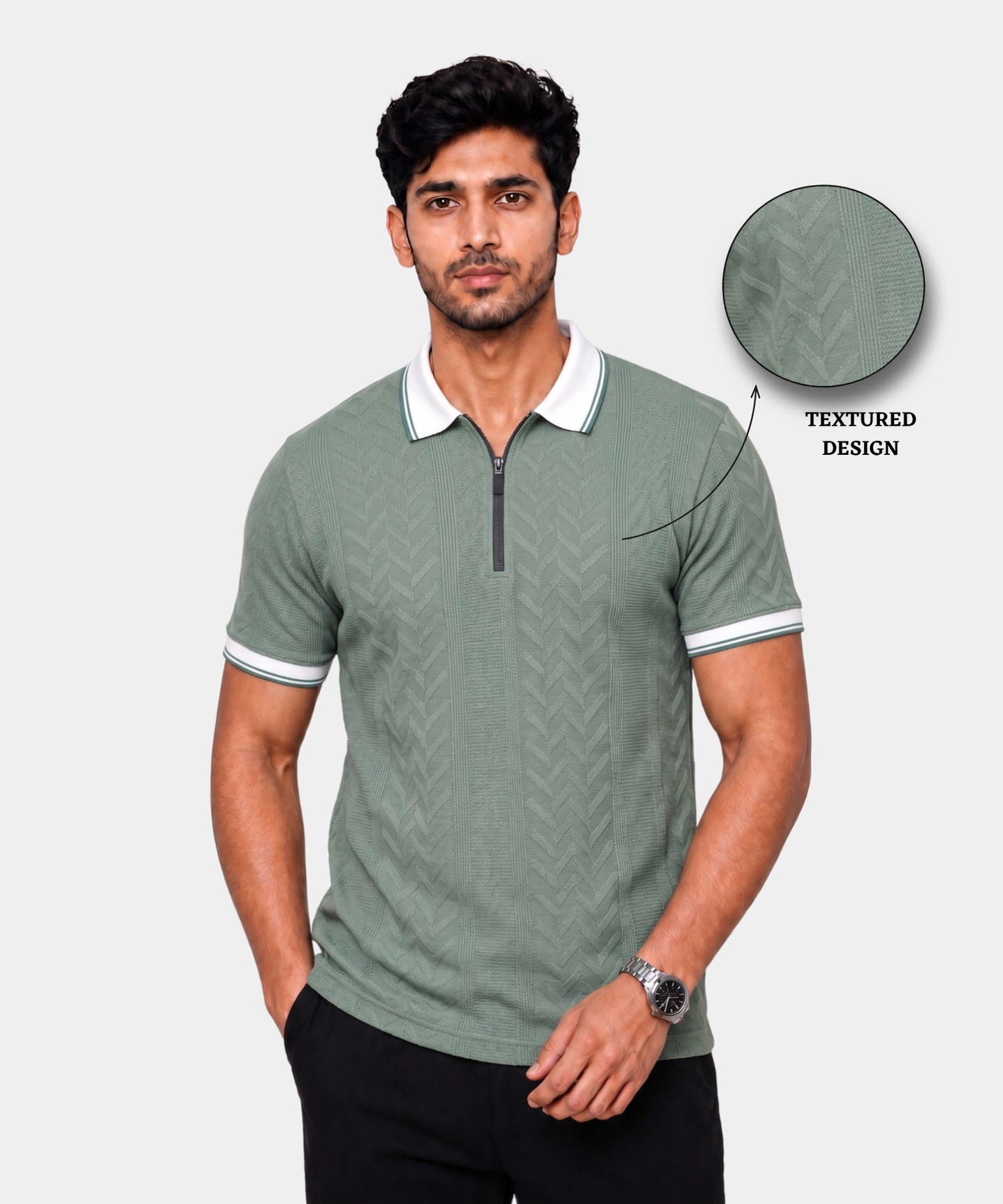 Men's Imported Jacquard Lycra Half Sleeve Polo T-Shirt | Regular Fit | Everyday Comfort