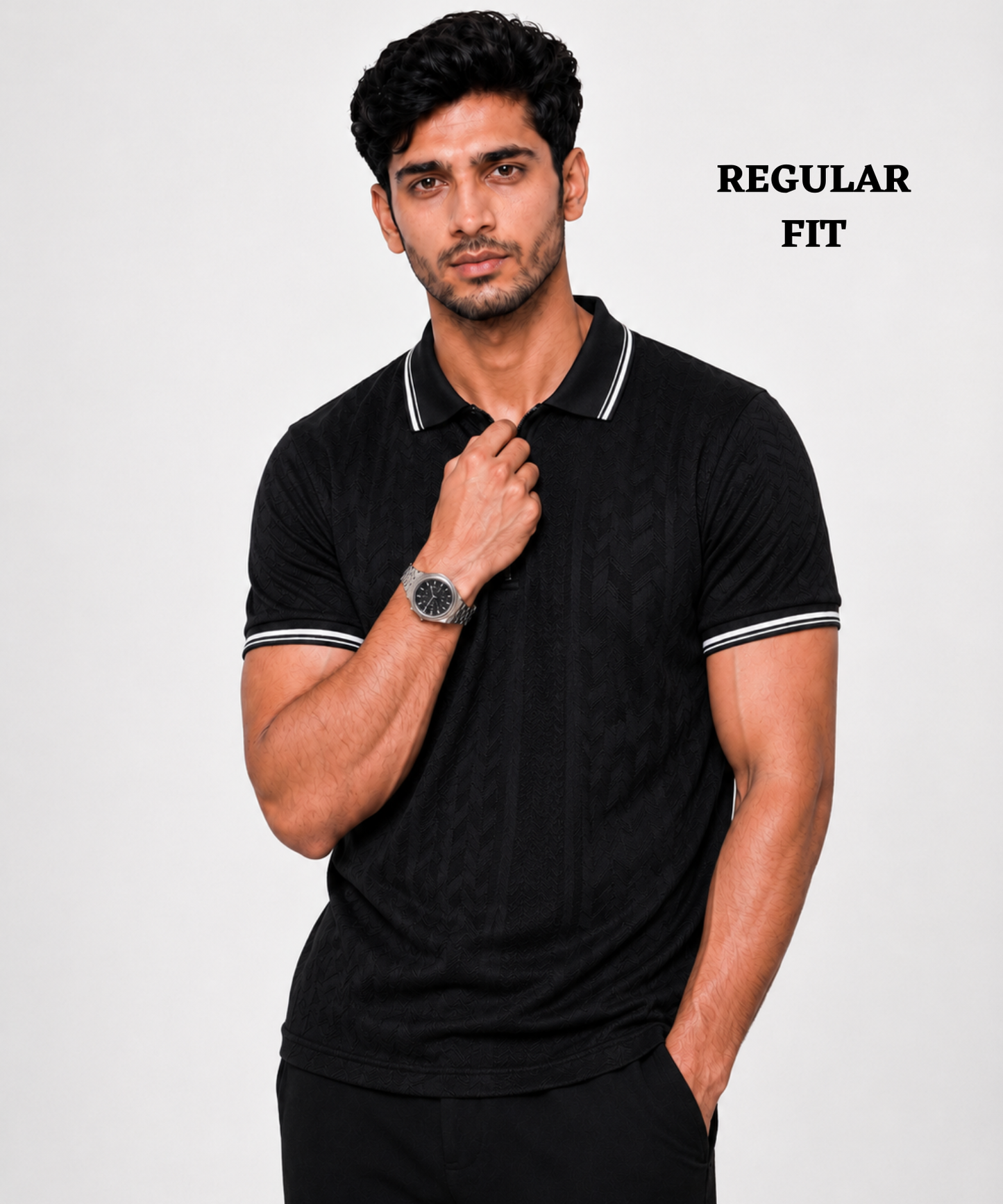 Men's Imported Jacquard Lycra Half Sleeve Polo T-Shirt | Regular Fit | Everyday Comfort