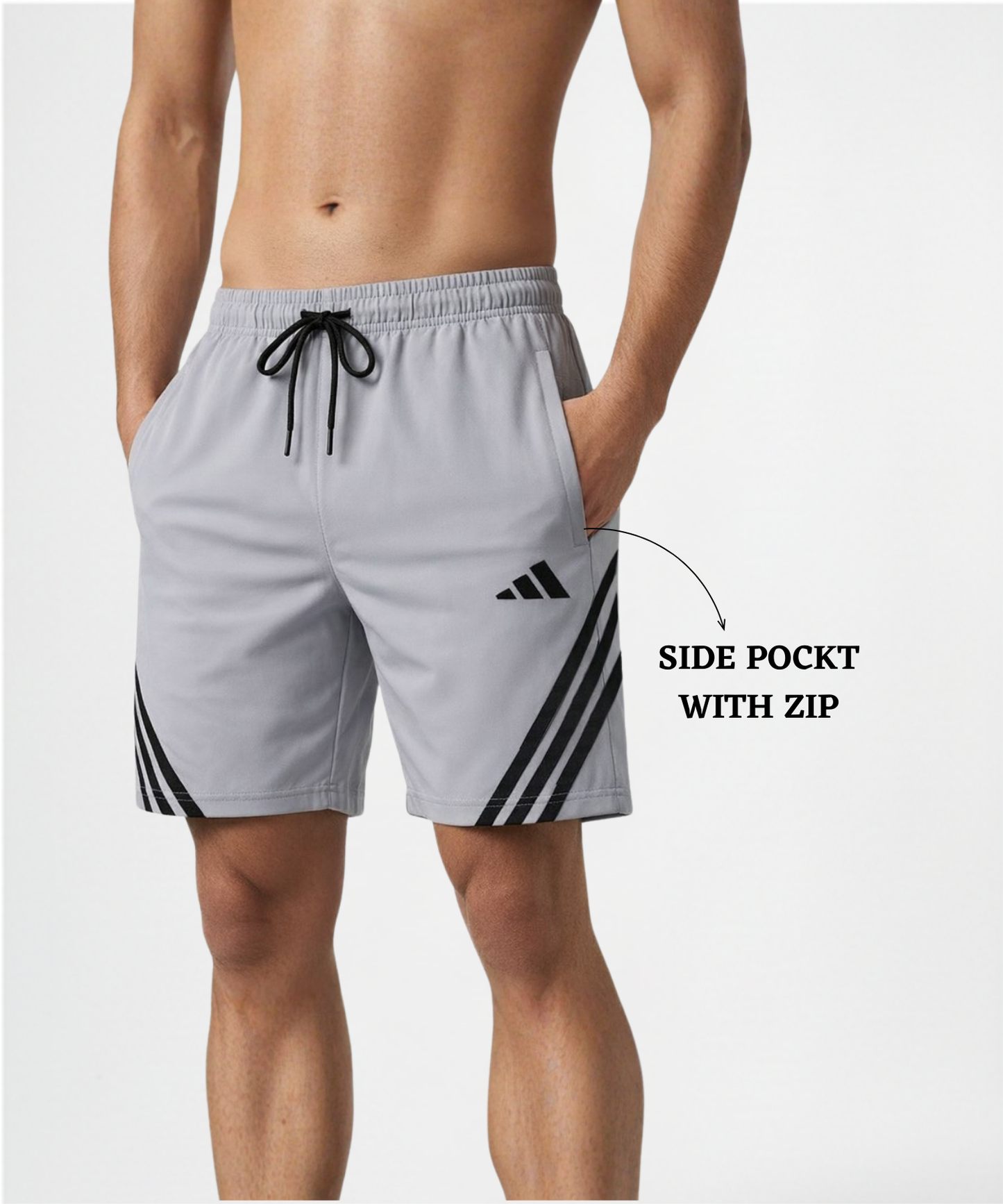 Imported Ns Parachute Lycra Shorts (15% Lycra 130 GSM) | Diagonal Triple Stripe