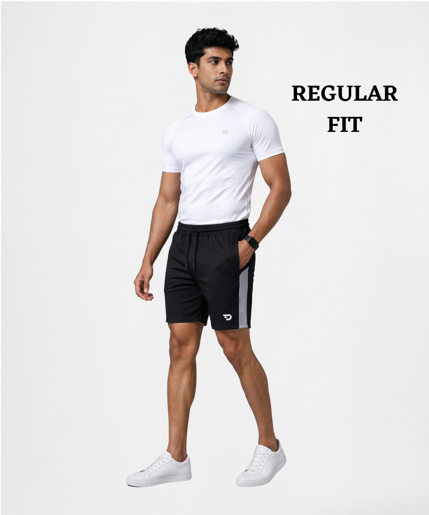 Imported Dobby Lycra Sports Shorts with Contrast Panels GSM 250