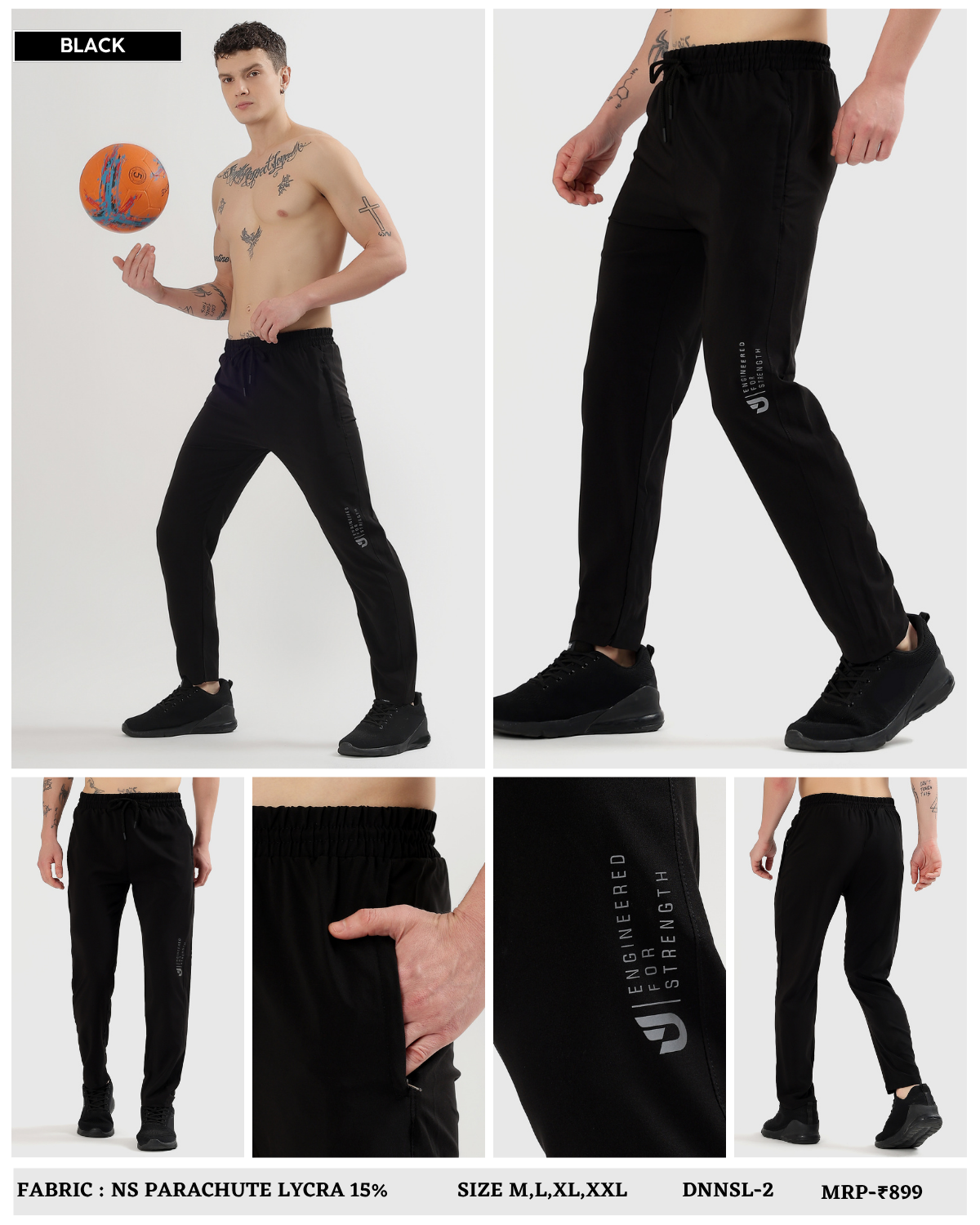 TechStretch Lowers - Imported Ns Parachute Lycra (145 GSM, 15% Lycra)