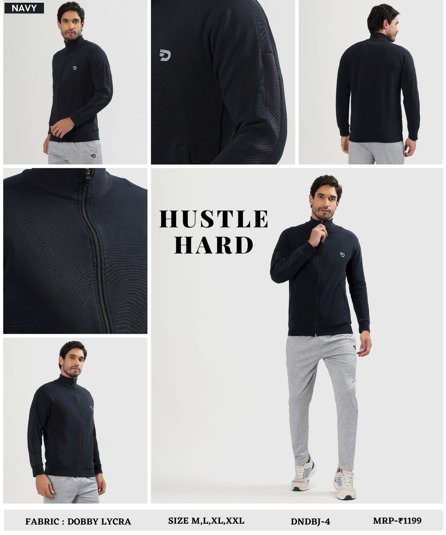 Imported Dobby Lycra Sports Jacket with Bugdot Detailing | 290 GSM | Regular Fit