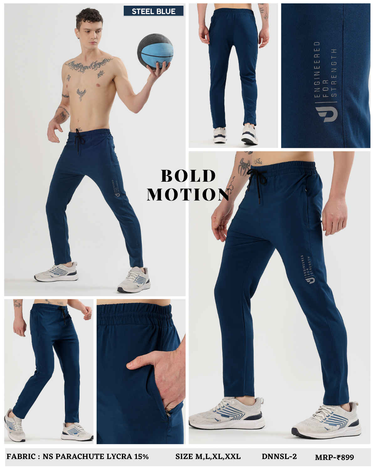 TechStretch Lowers - Imported Ns Parachute Lycra (145 GSM, 15% Lycra)