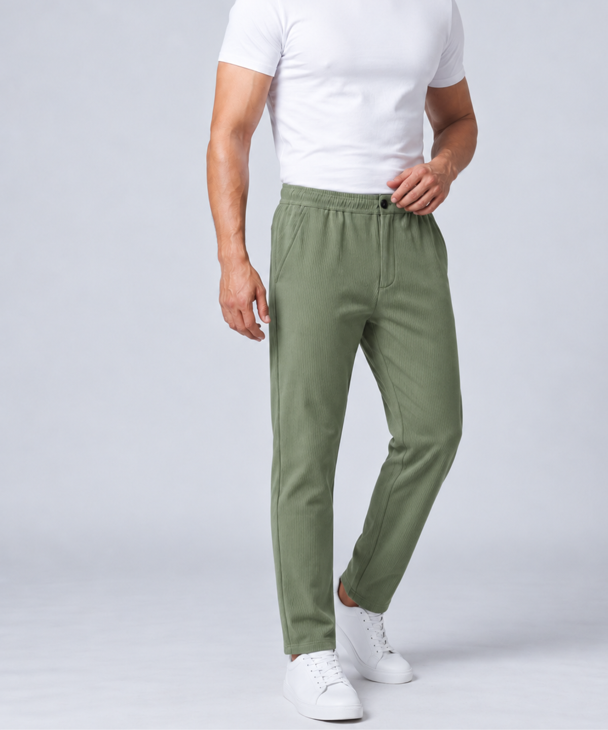 Denmonk Men's Imported Cotton Feel Lycra Casual Pant Styke With Button Closure | Comfort Fit