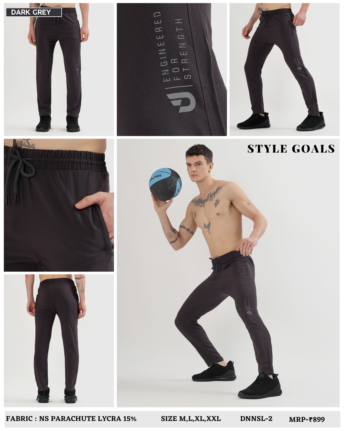 TechStretch Lowers - Imported Ns Parachute Lycra (145 GSM, 15% Lycra)