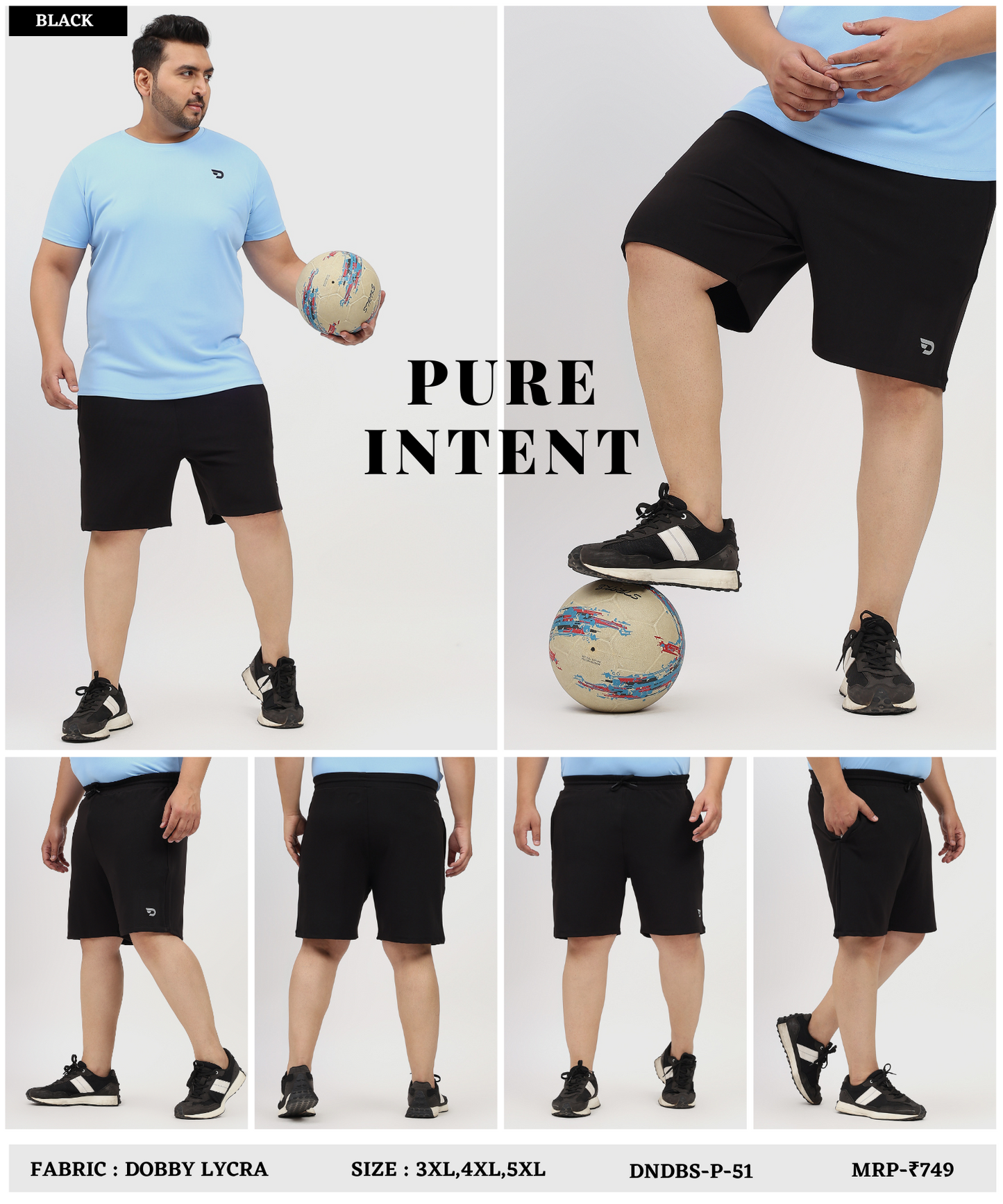 Maxmotion Shorts - Imported Dobby Lycra Plus Size Shorts (GSM 260)