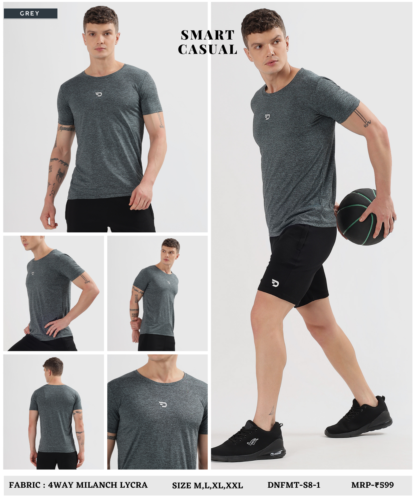 Action T-shirt - Imported 4way Milanch Lycra (GSM 180)