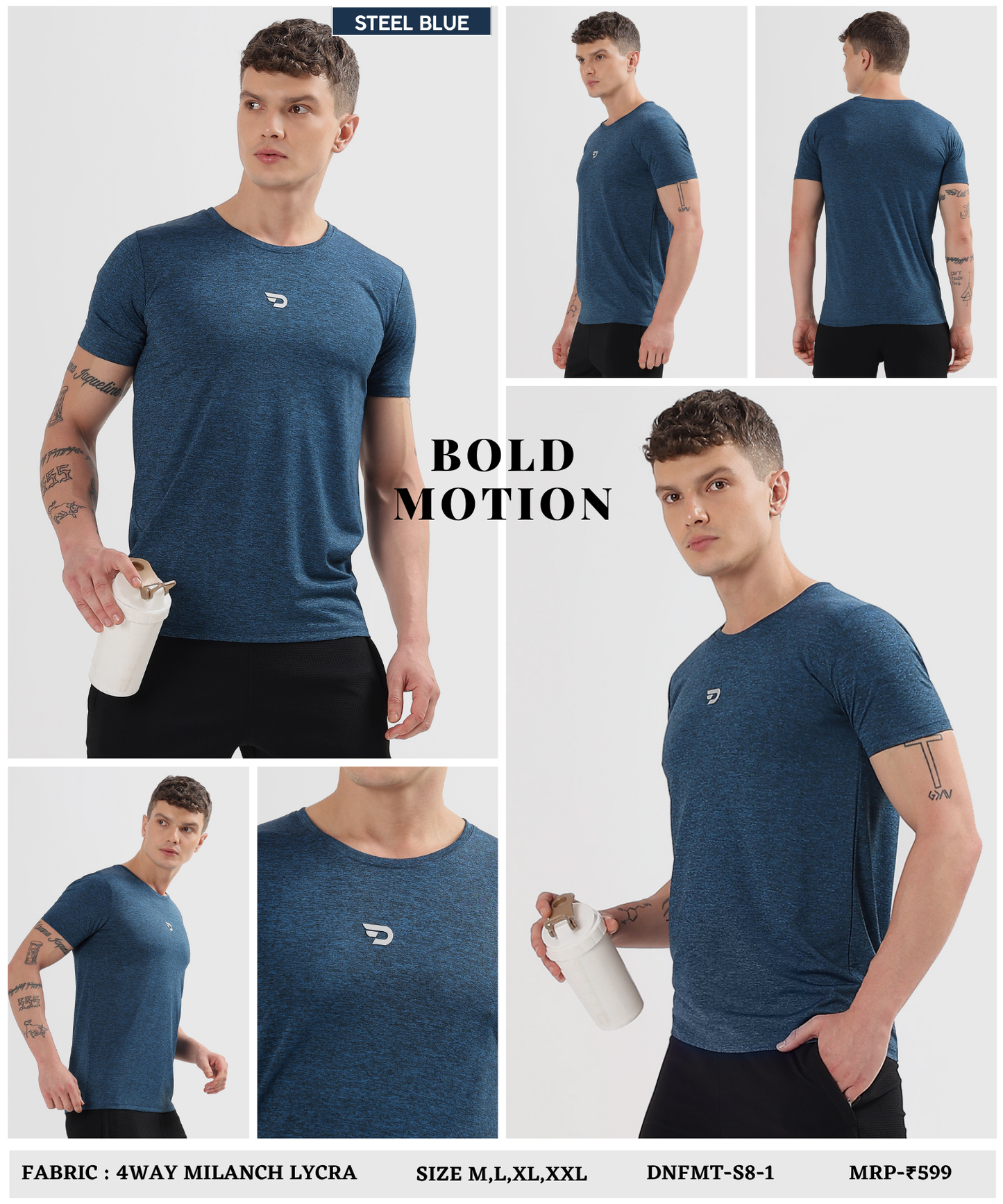 Action T-shirt - Imported 4way Milanch Lycra (GSM 180)