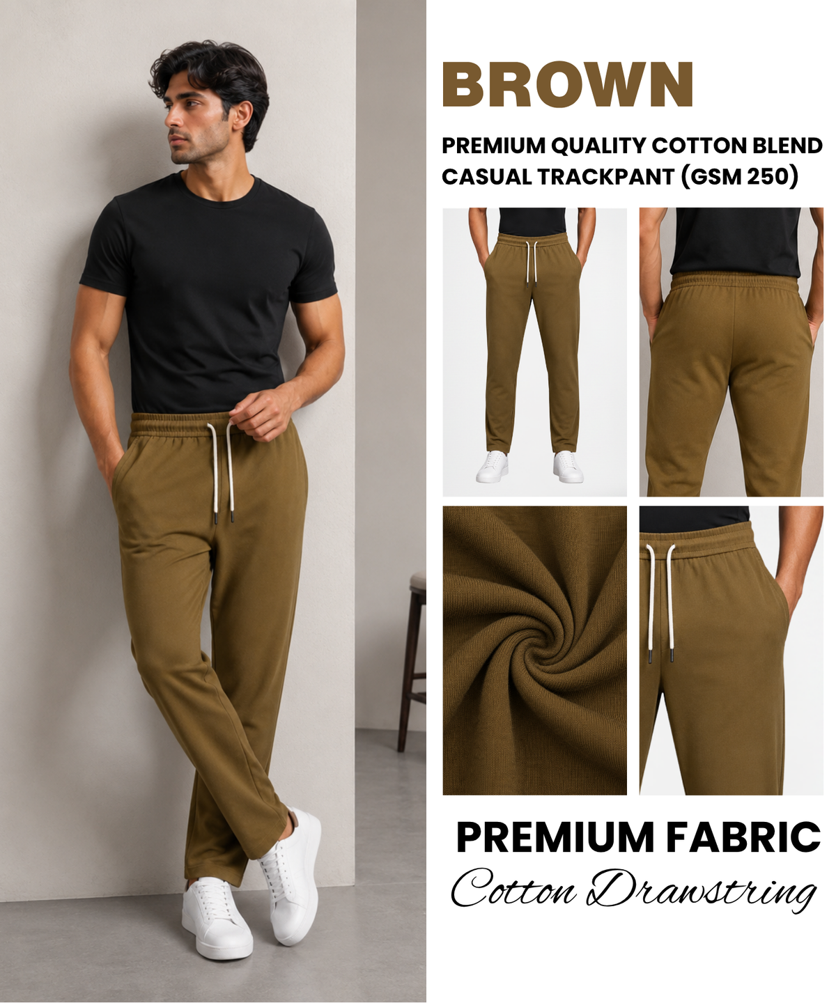 Premium Cotton Blend Casual Track Pants for Men | Comfort Fit TrackPant