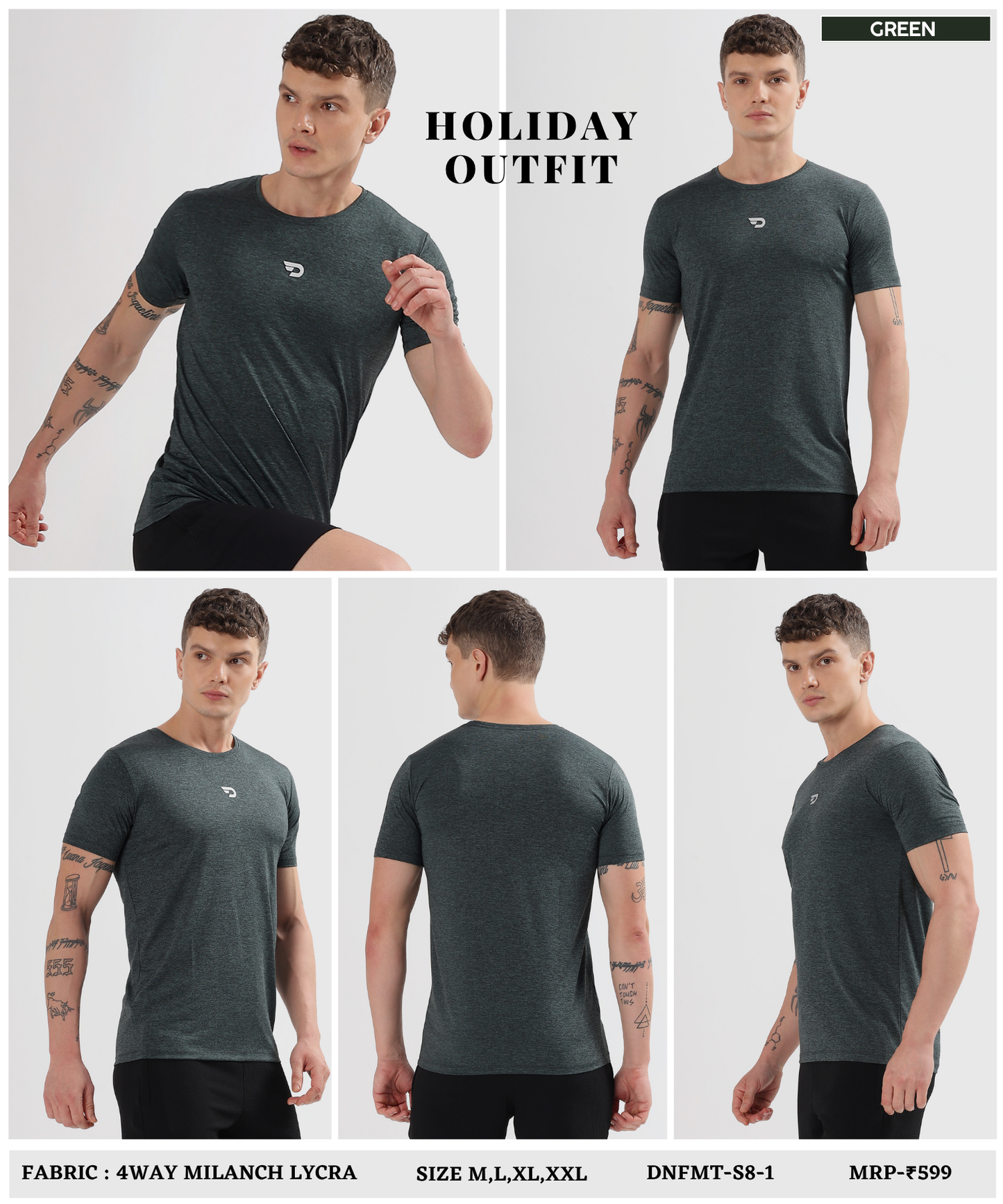 Action T-shirt - Imported 4way Milanch Lycra (GSM 180)