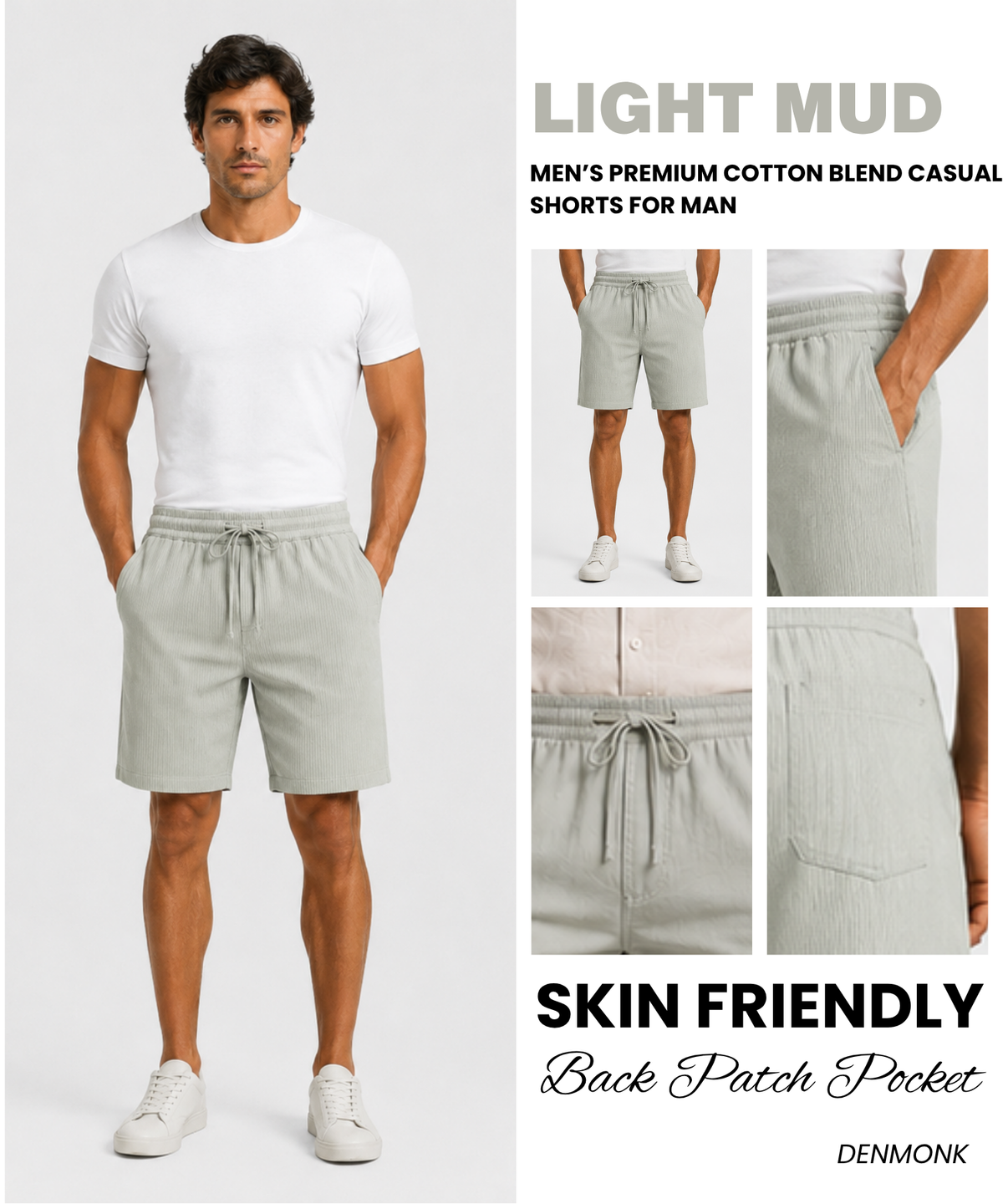 Men’s Premium Cotton Blend Lycra Casual Shorts | Soft Stretch Comfort Fit | DOD