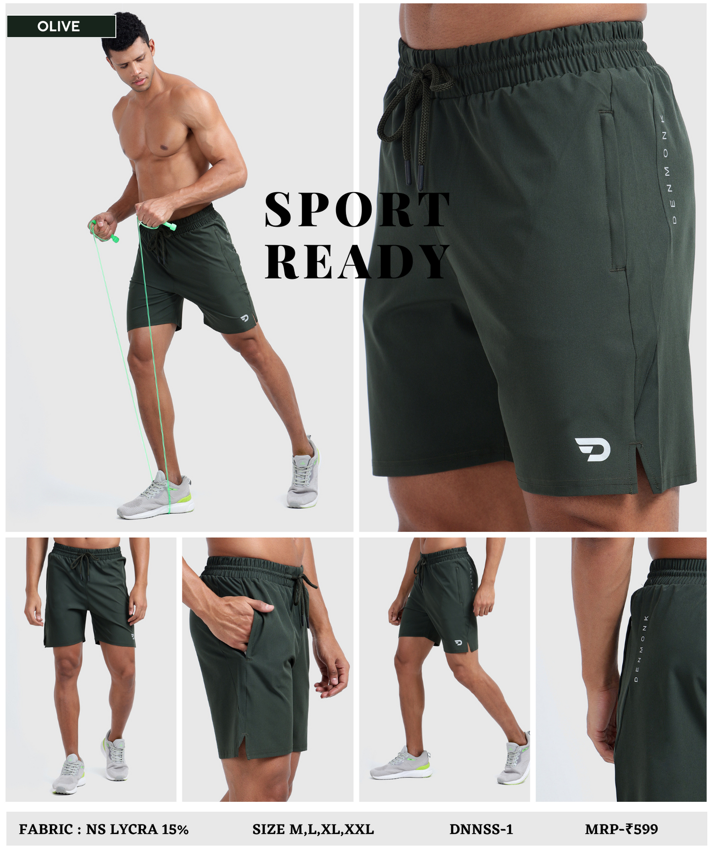Sport Fit Shorts - Imported Ns Parachute Lycra Shorts/ HalfPants (15% Lycra 130 GSM)