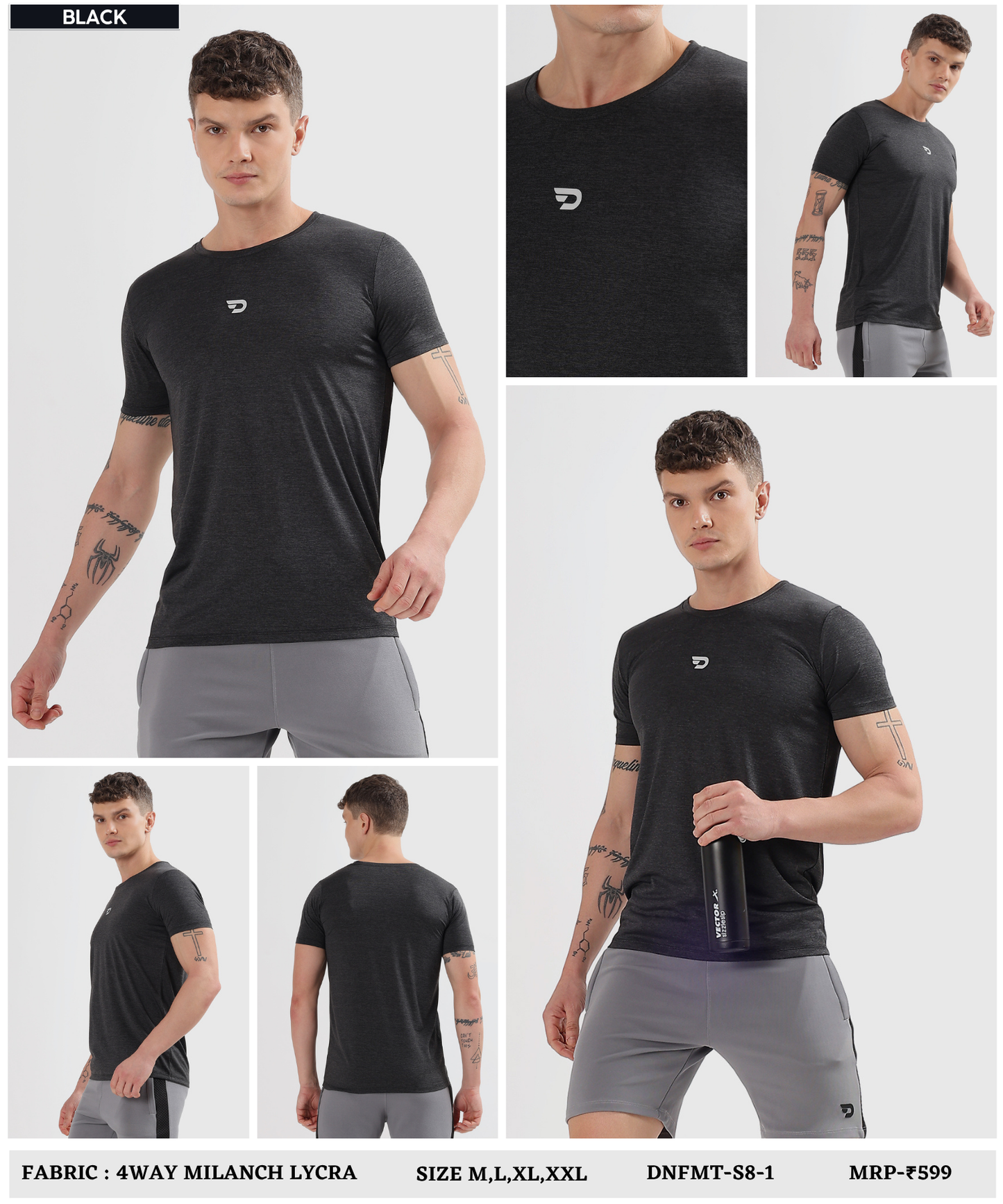 Action T-shirt - Imported 4way Milanch Lycra (GSM 180)