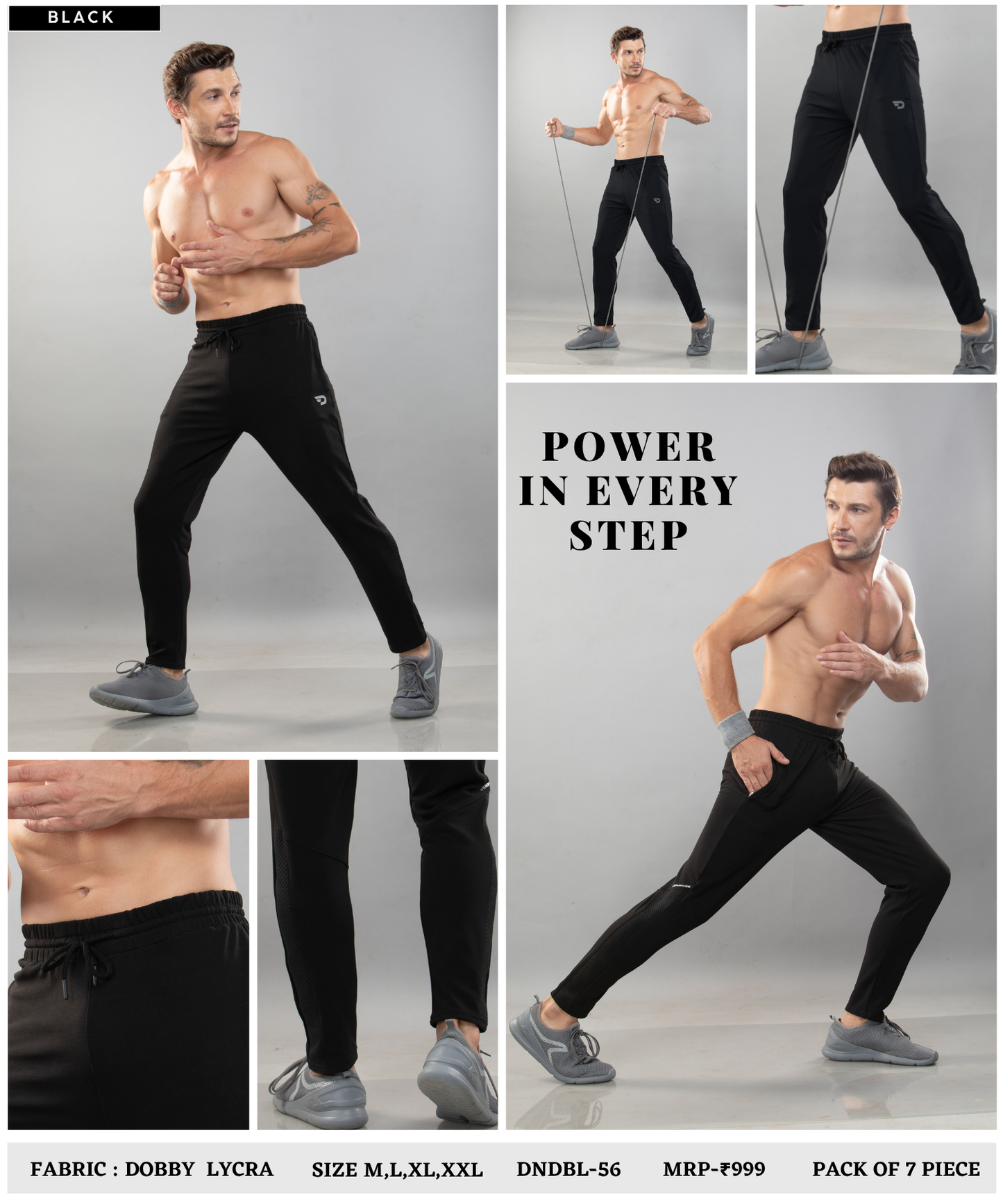 Bugdot Patch Detail Trackpant – Imported Dobby Lycra (280 GSM)