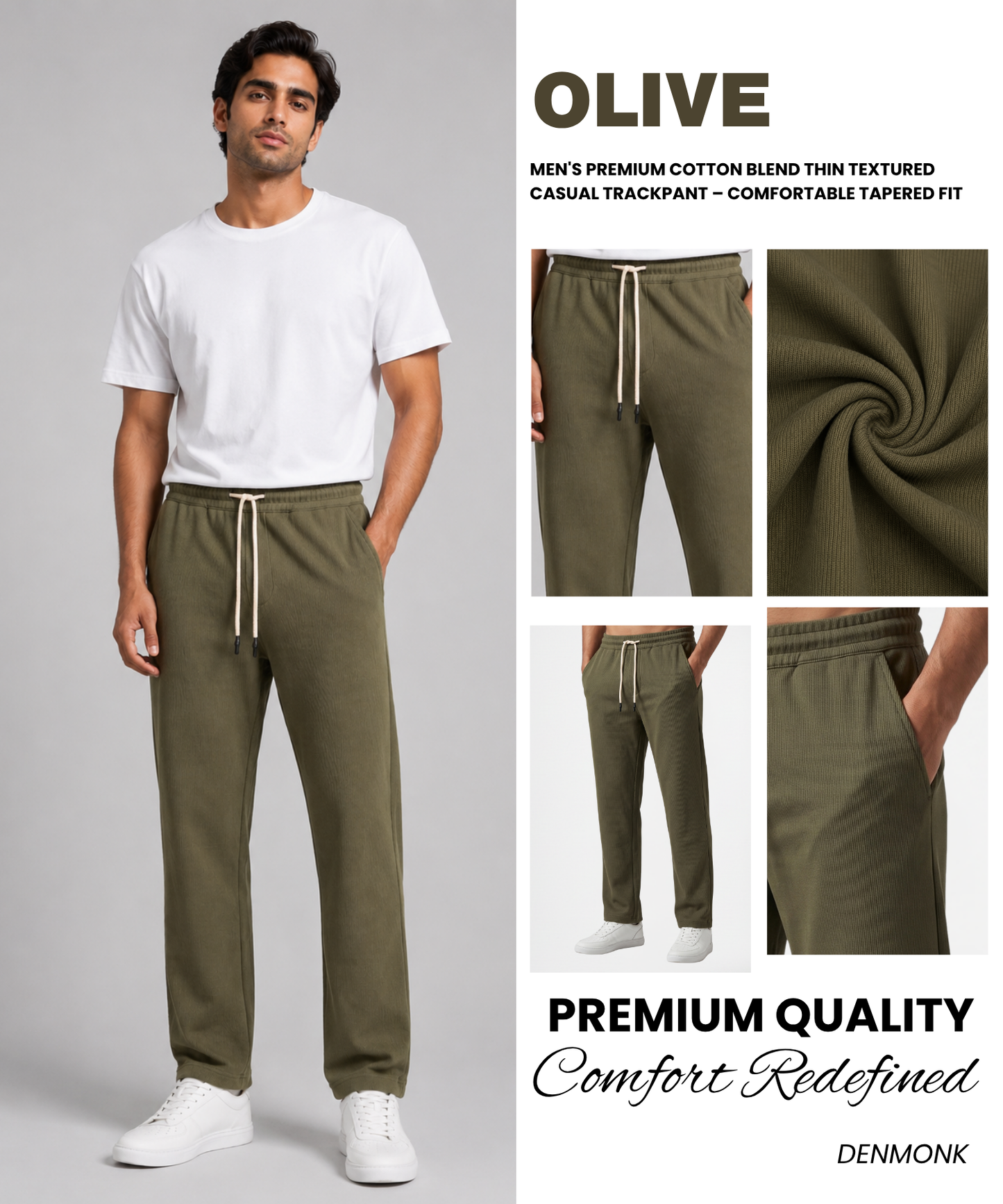 Men's Premium Textured Cotton Blend Lycra Track Pants – Comfortable Casual Wear TrackPant | DOD