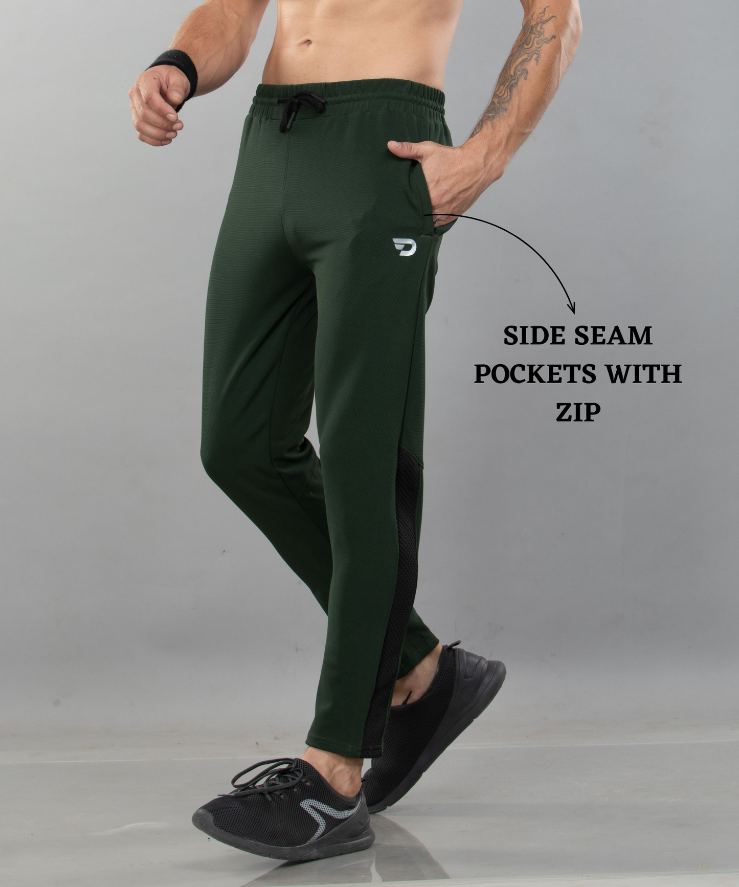 Bugdot Patch Detail Trackpant – Imported Dobby Lycra (280 GSM)