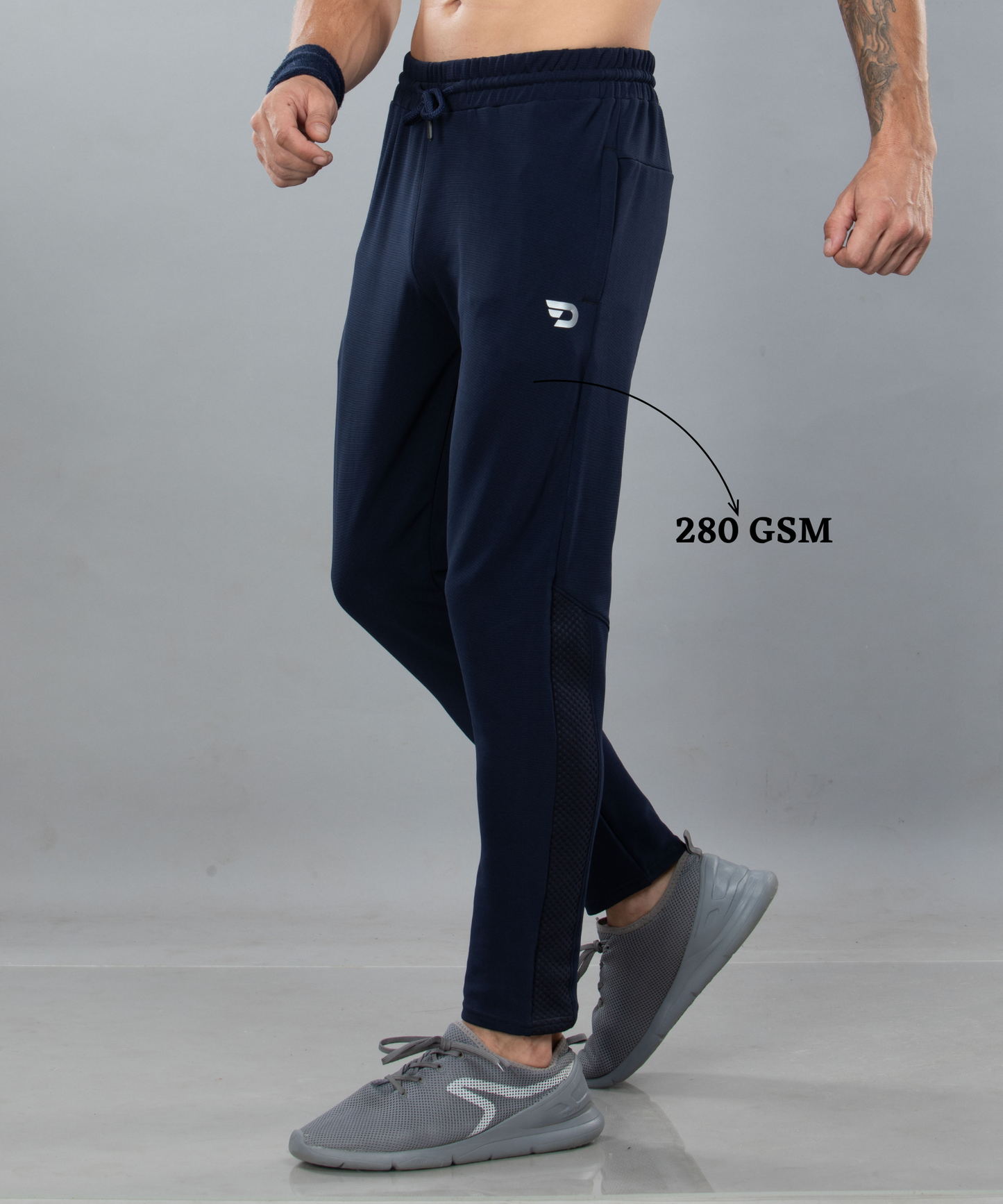 Bugdot Patch Detail Trackpant – Imported Dobby Lycra (280 GSM)