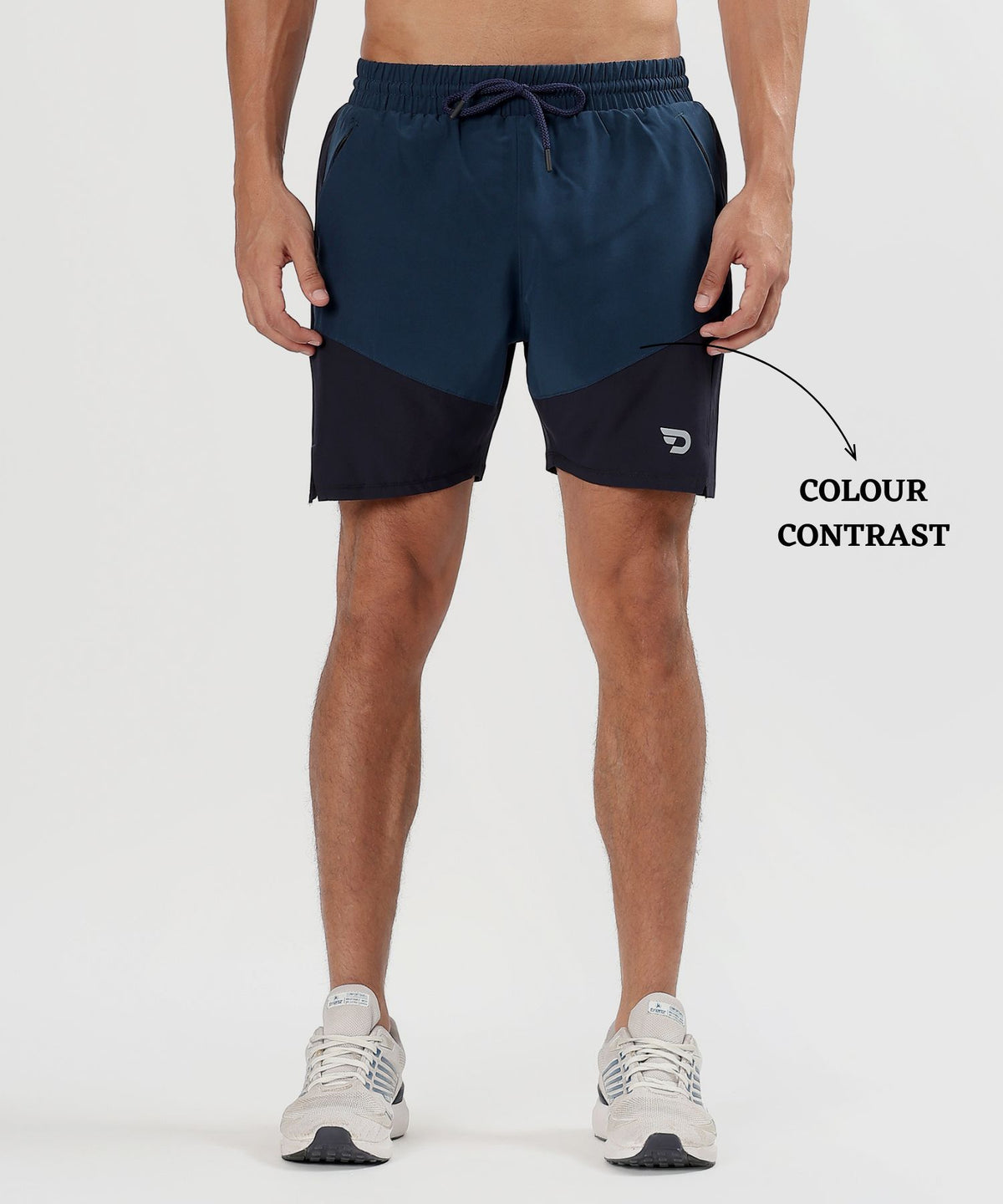 2-in-1 Colorblock Training Shorts - Imported Ns Parachute Lycra Shorts (15% Lycra 130)