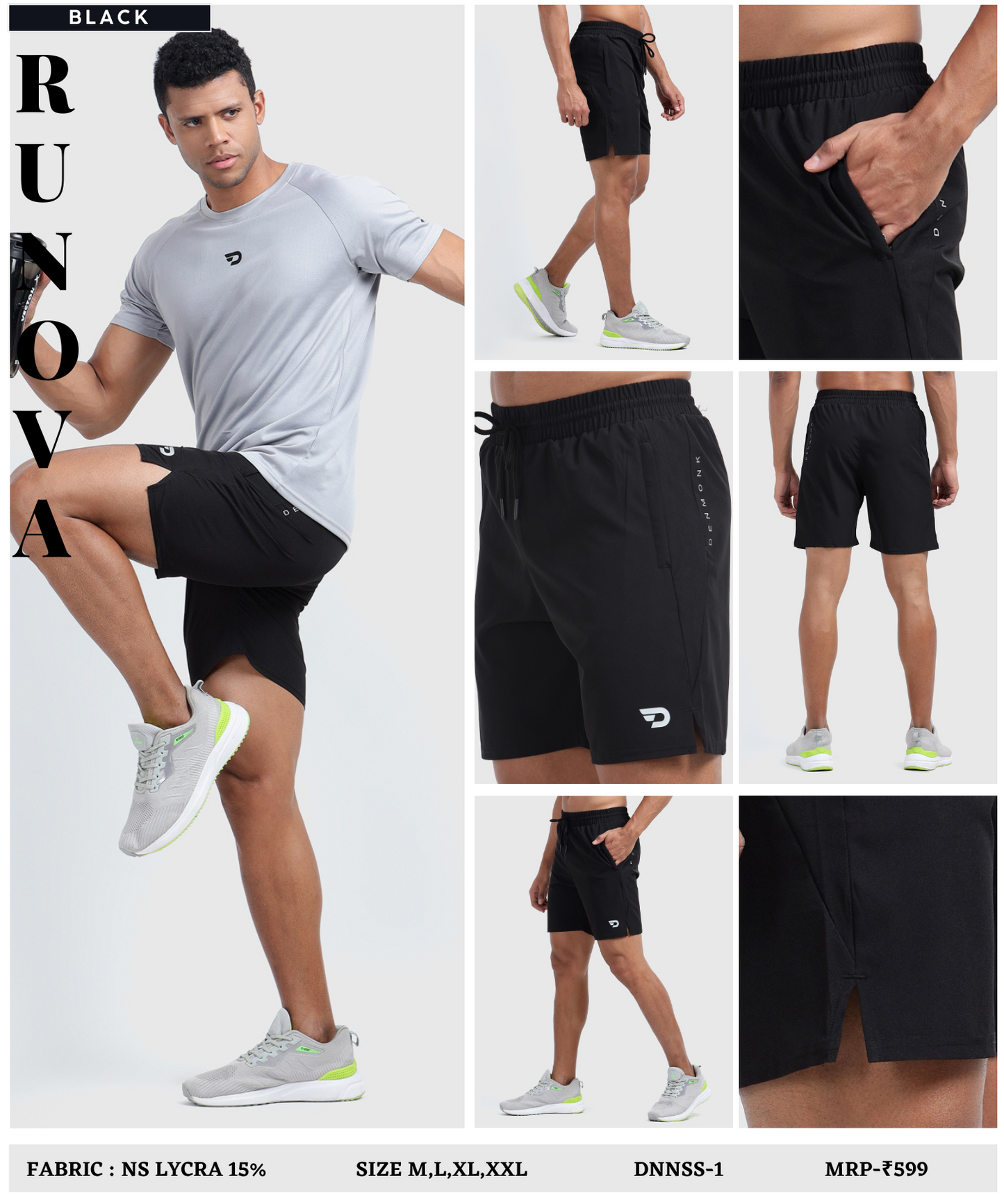 Sport Fit Shorts - Imported Ns Parachute Lycra Shorts/ HalfPants (15% Lycra 130 GSM)