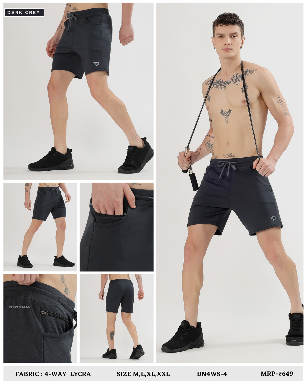 Stretch Performance Shorts - Imported 4way Taiwan Lycra (GSM 260)