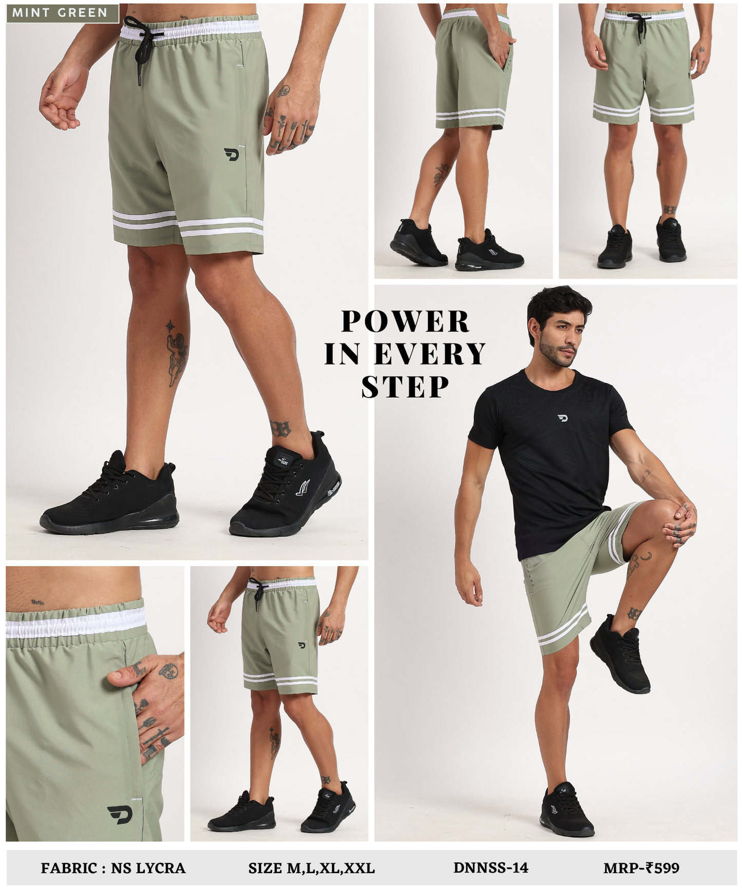 White Stripe Shorts – Imported Ns Parachute Lycra | 15% Lycra | 130 GSM