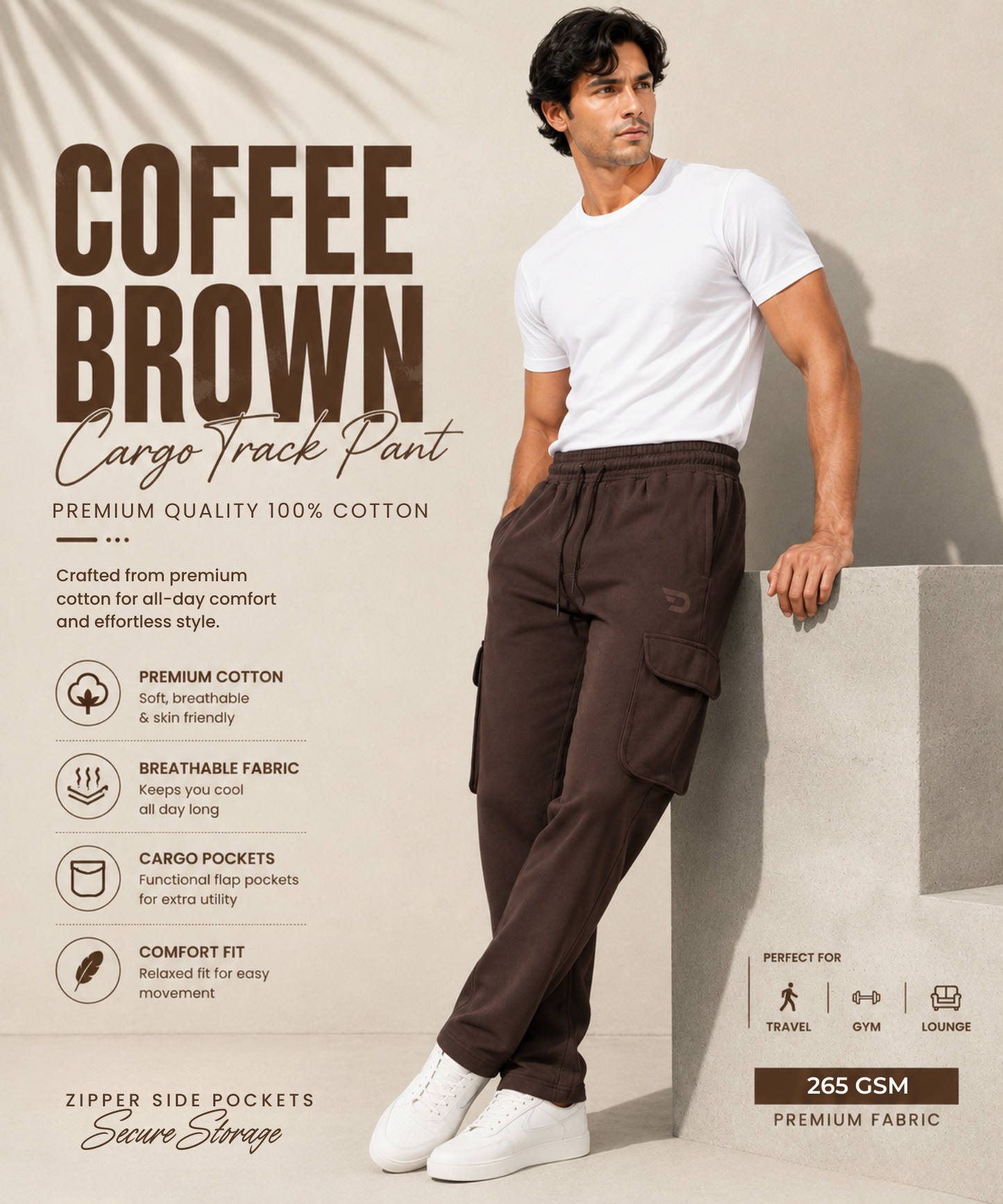 Men's Premium 100% Cotton Cargo Trackpants – Everyday Cargo Essential