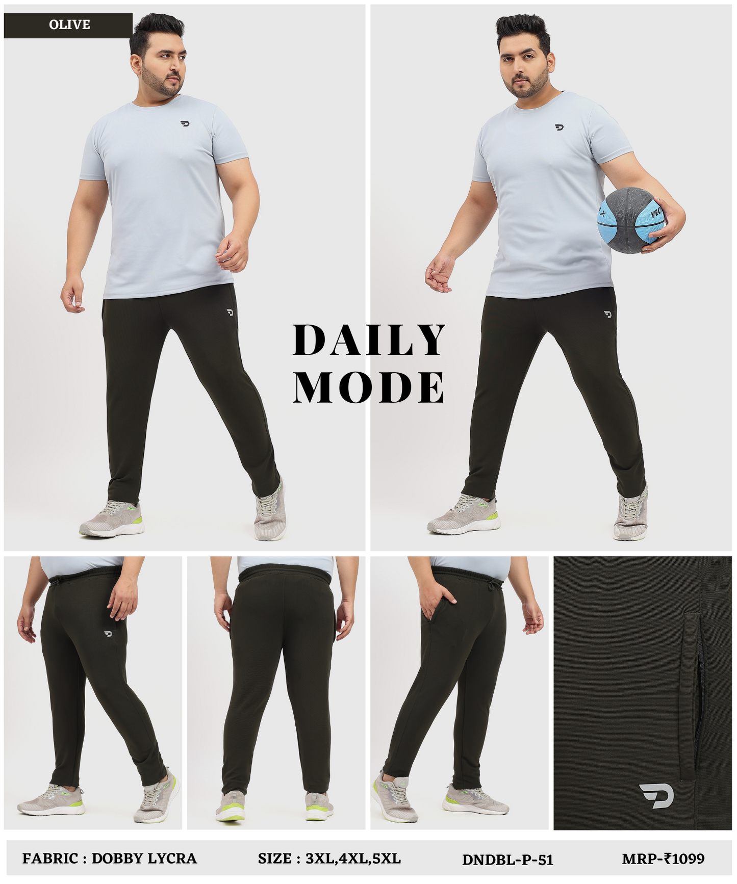 CoreFit Trackpant – Imported Dobby Plus Size Lower Lycra (280 GSM)
