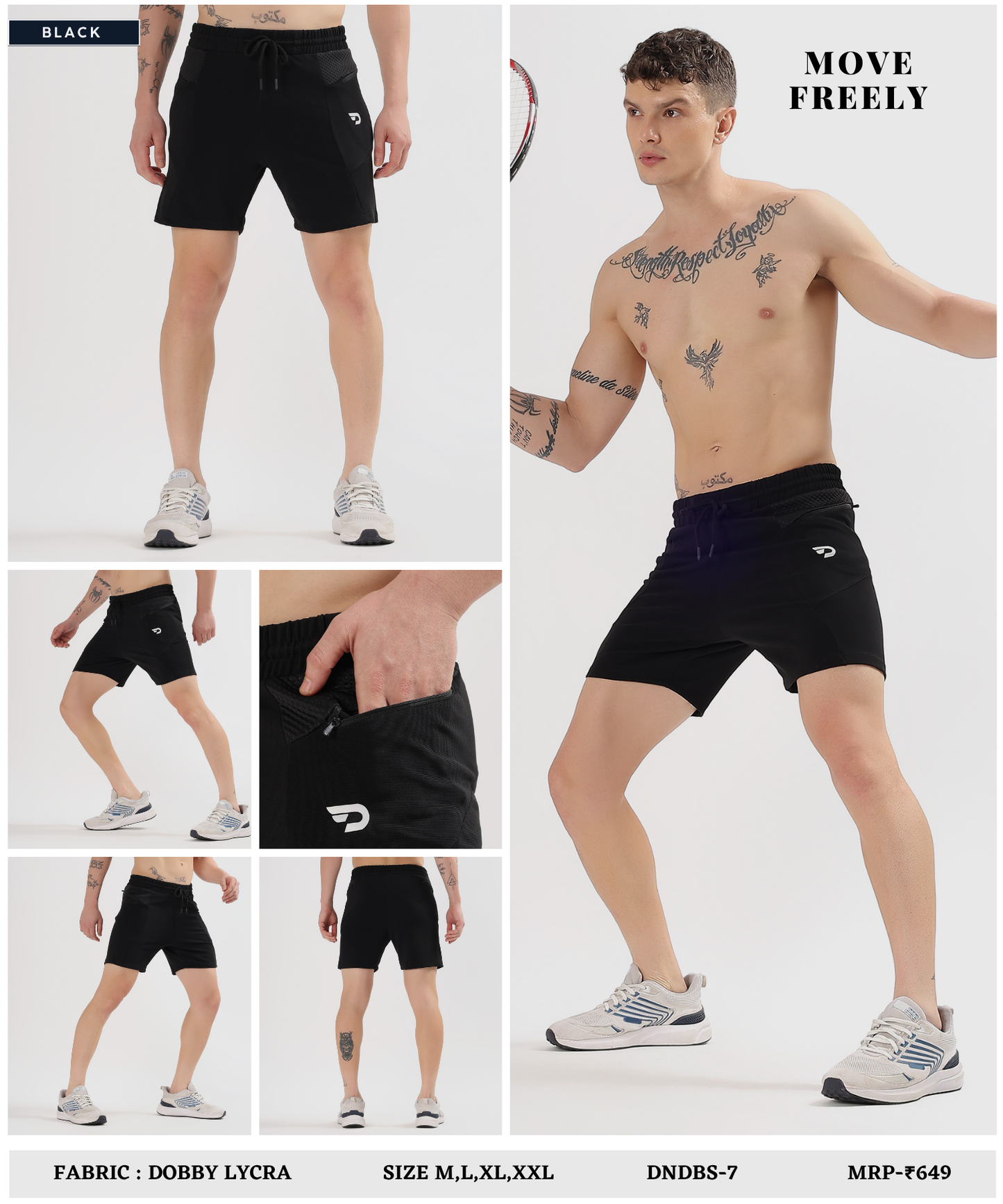 bugdot Shorts - Imported Dobby Lycra (GSM 250)