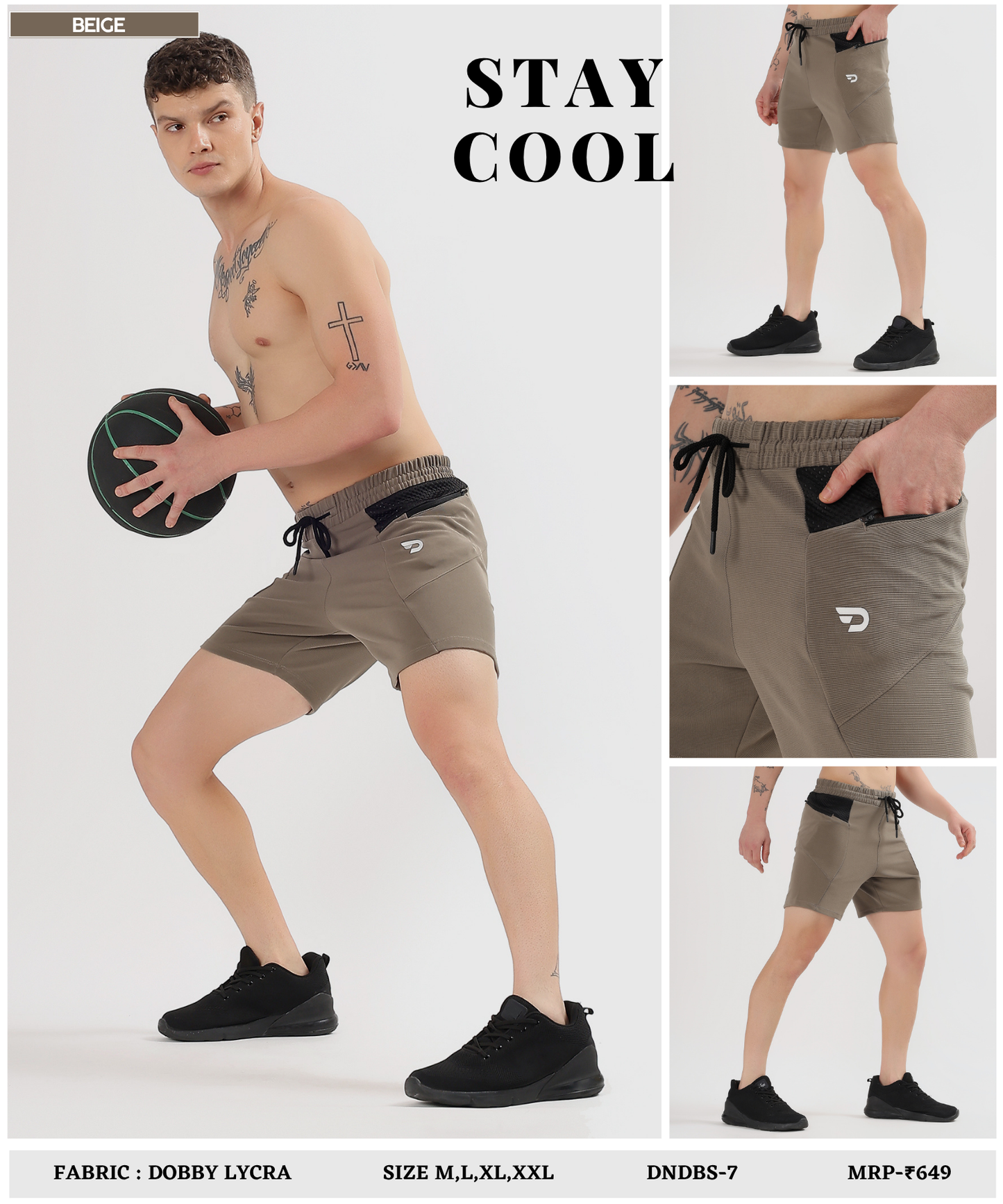 bugdot Shorts - Imported Dobby Lycra (GSM 250)