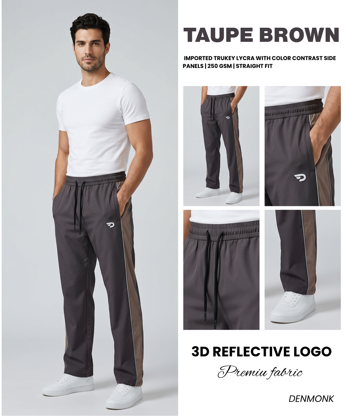 ActivePro Trackpant – Imported Turkey Lycra Cotton Feel With Color Contrast Side Panels & Reflective Piping | 250 GSM | Straight Fit