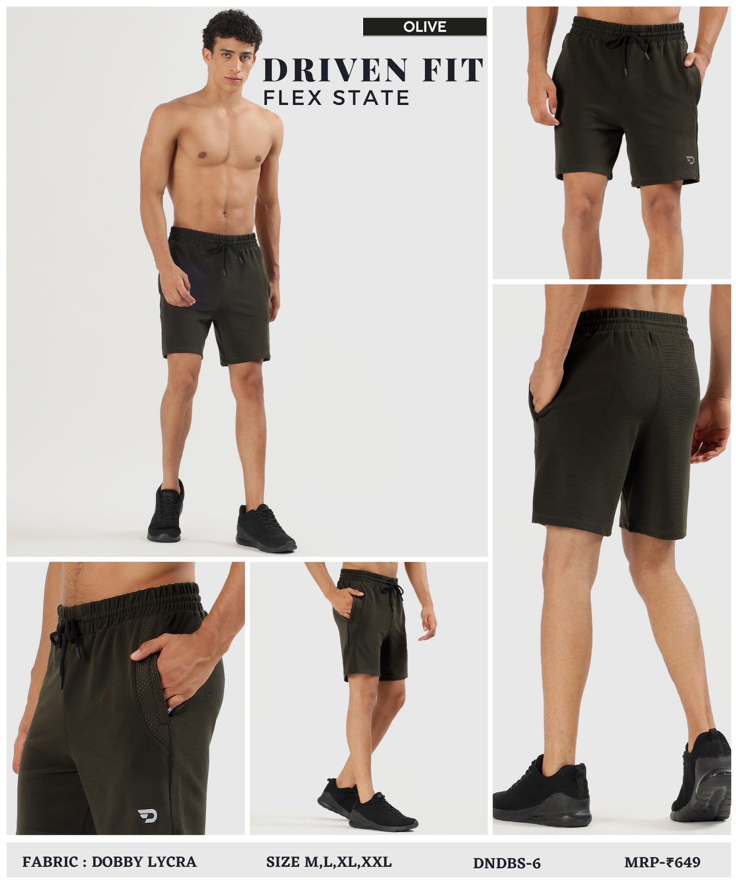 Active Bugdot Shorts- Imported Dobby Lycra (GSM 260)