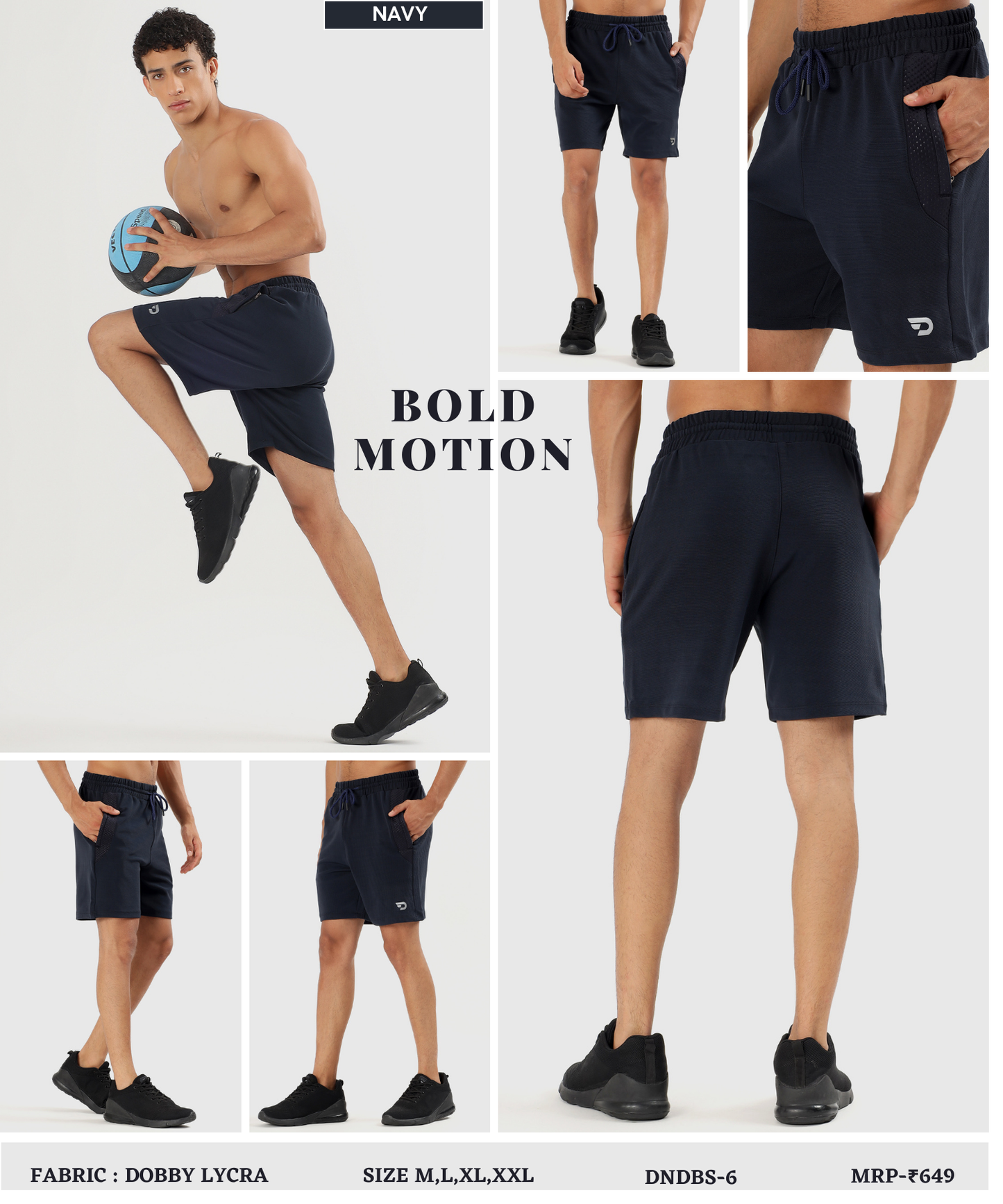 Active Bugdot Shorts- Imported Dobby Lycra (GSM 260)