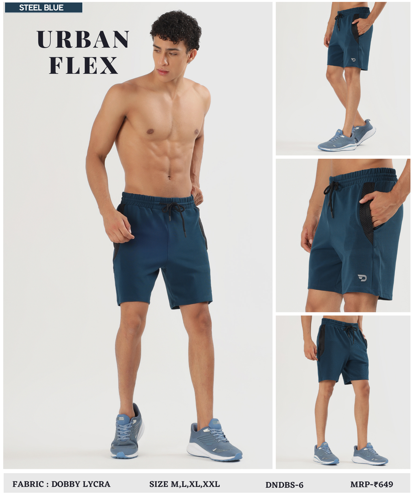 Active Bugdot Shorts- Imported Dobby Lycra (GSM 250) | DOD