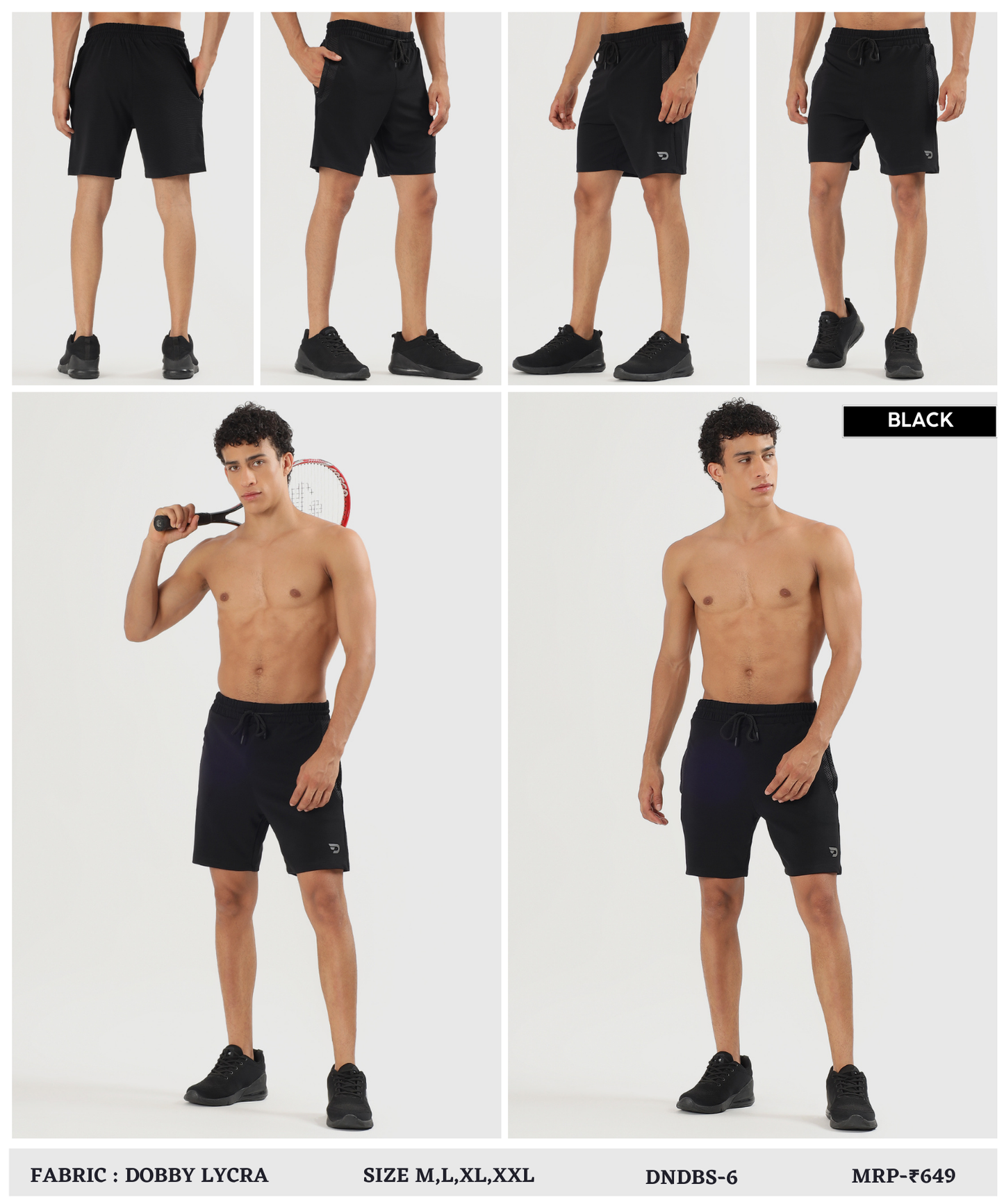 Active Bugdot Shorts- Imported Dobby Lycra (GSM 260)