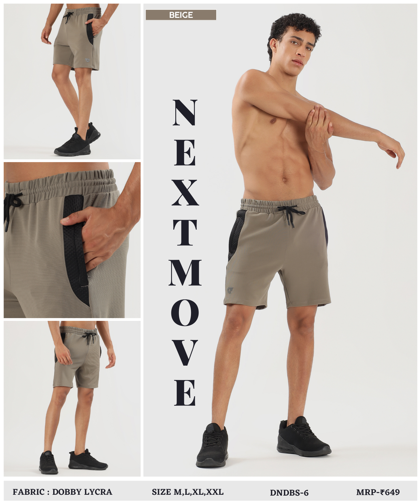 Active Bugdot Shorts- Imported Dobby Lycra (GSM 260)