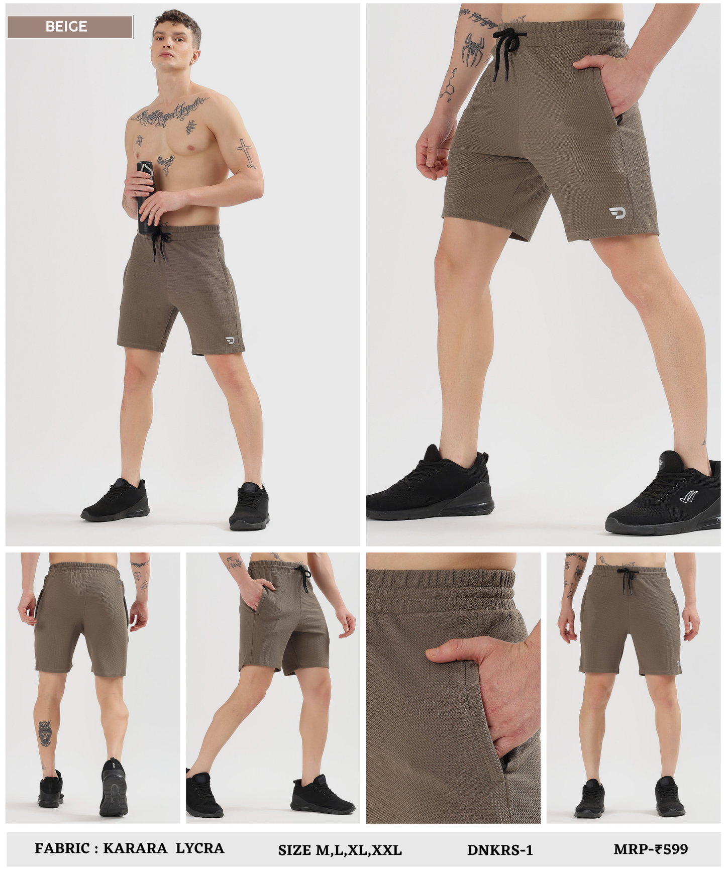 ActiveGrid Shorts - Imported Karara Lycra(GSM 250)